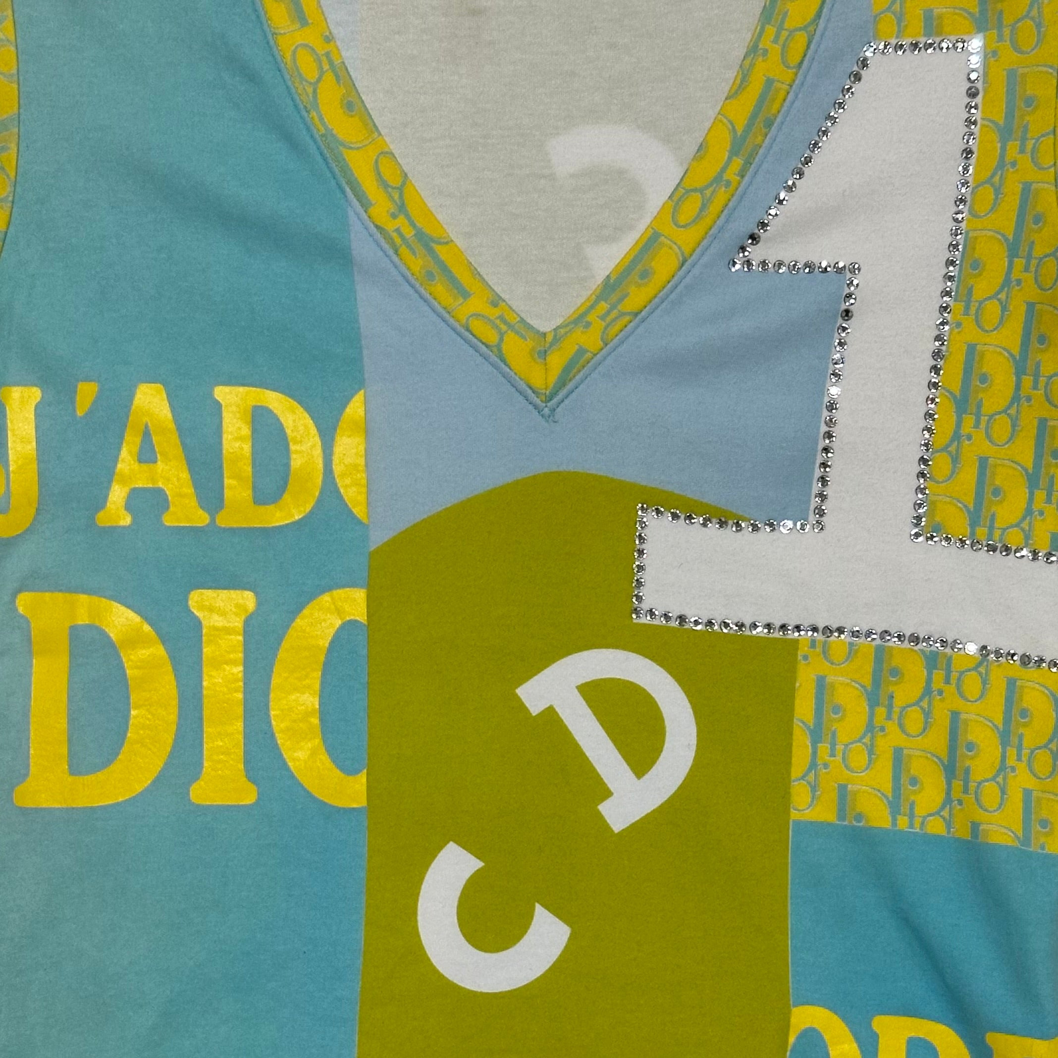 CHRISTIAN DIOR Spring Summer 2005 Trotter Patchwork Print Swarovski T-Shirt - 3