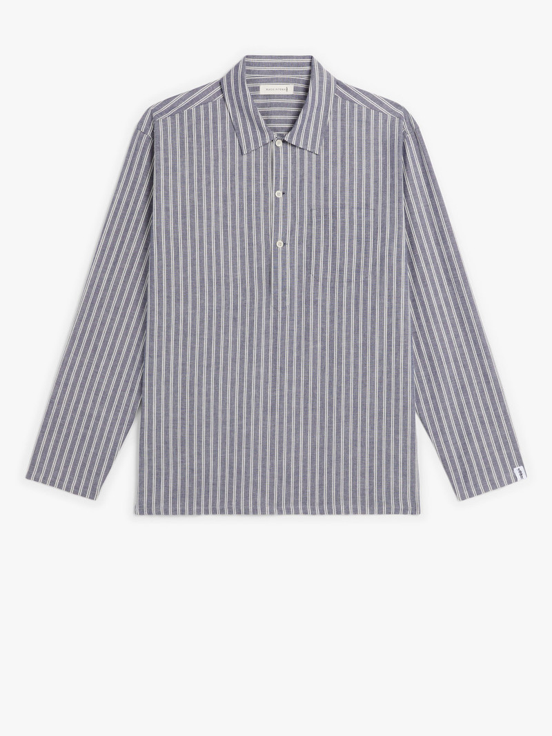 MILITARY BLUE STRIPED COTTON SHIRT | GSM-201 1