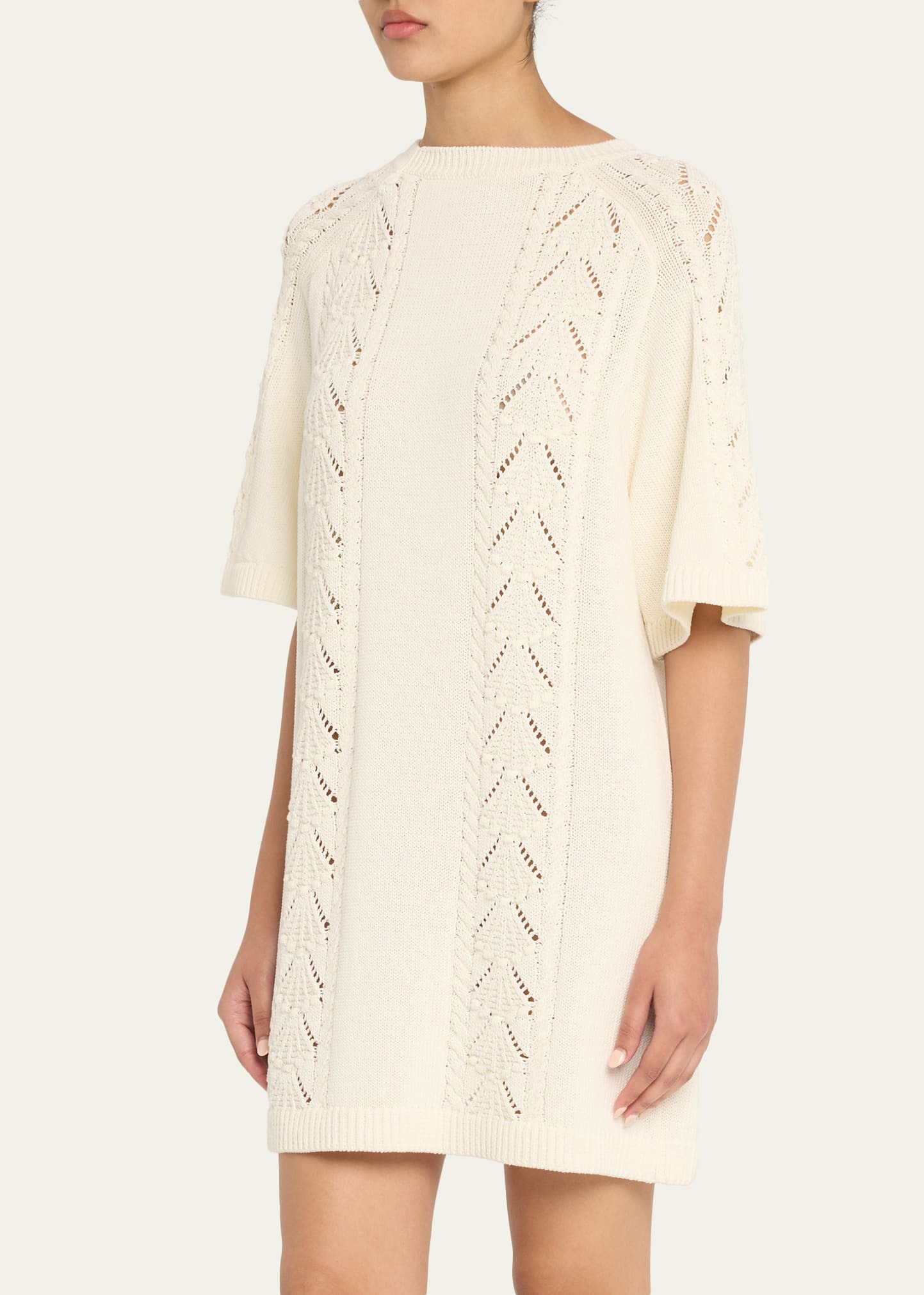 Arman Cable & Pointelle-Knit Mini Sweater Dress - 4