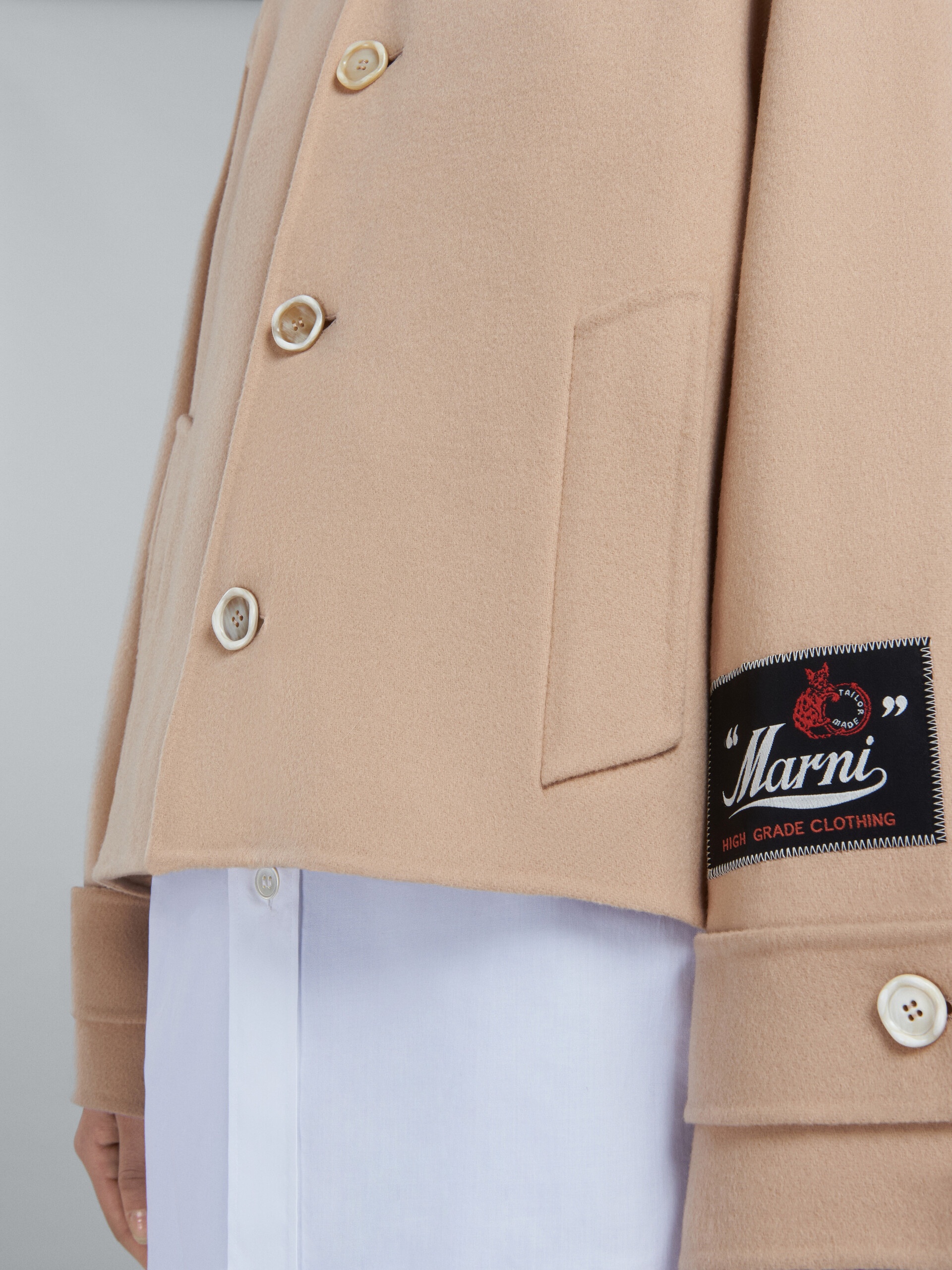 BEIGE JACKET IN WOOL AND CASHMERE - 5