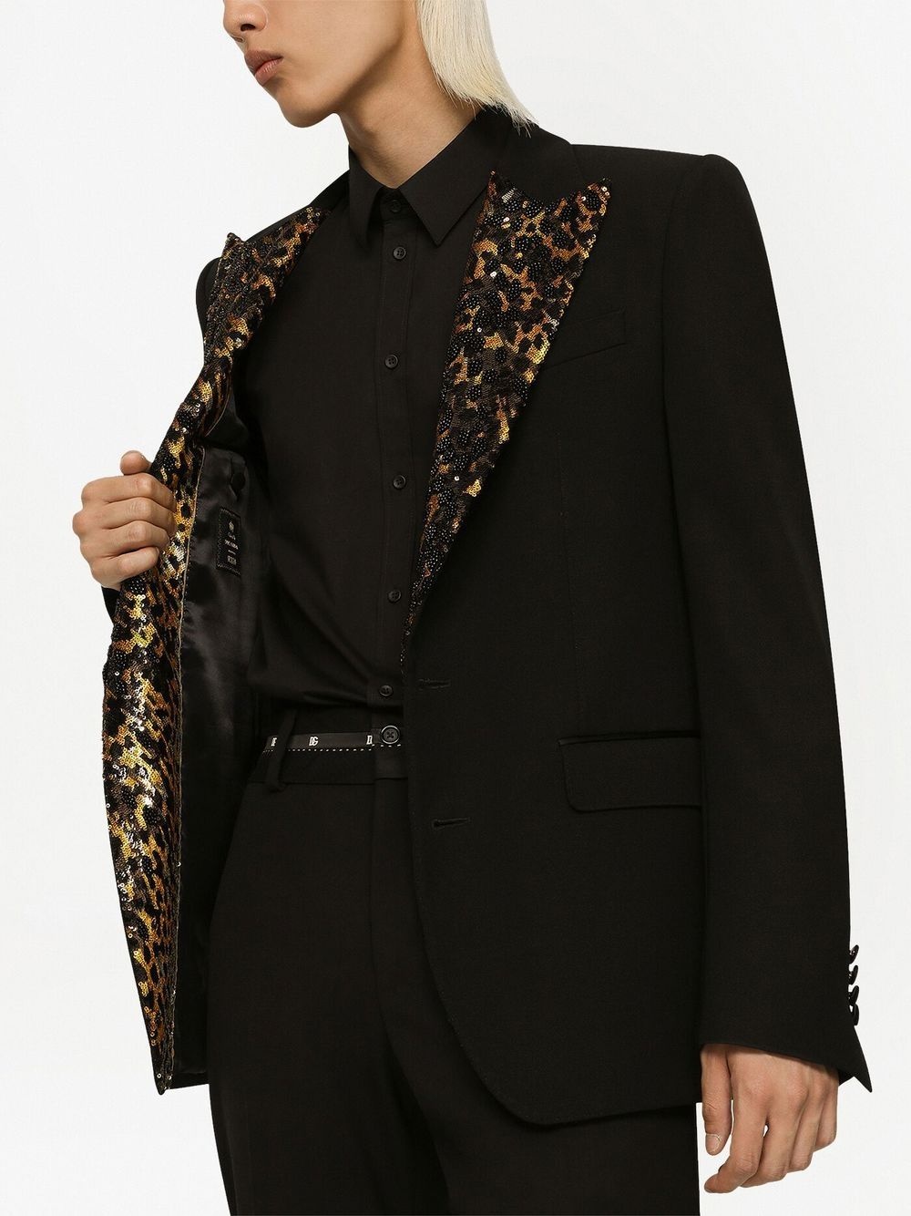 leopard-print lapels single-breasted blazer - 5