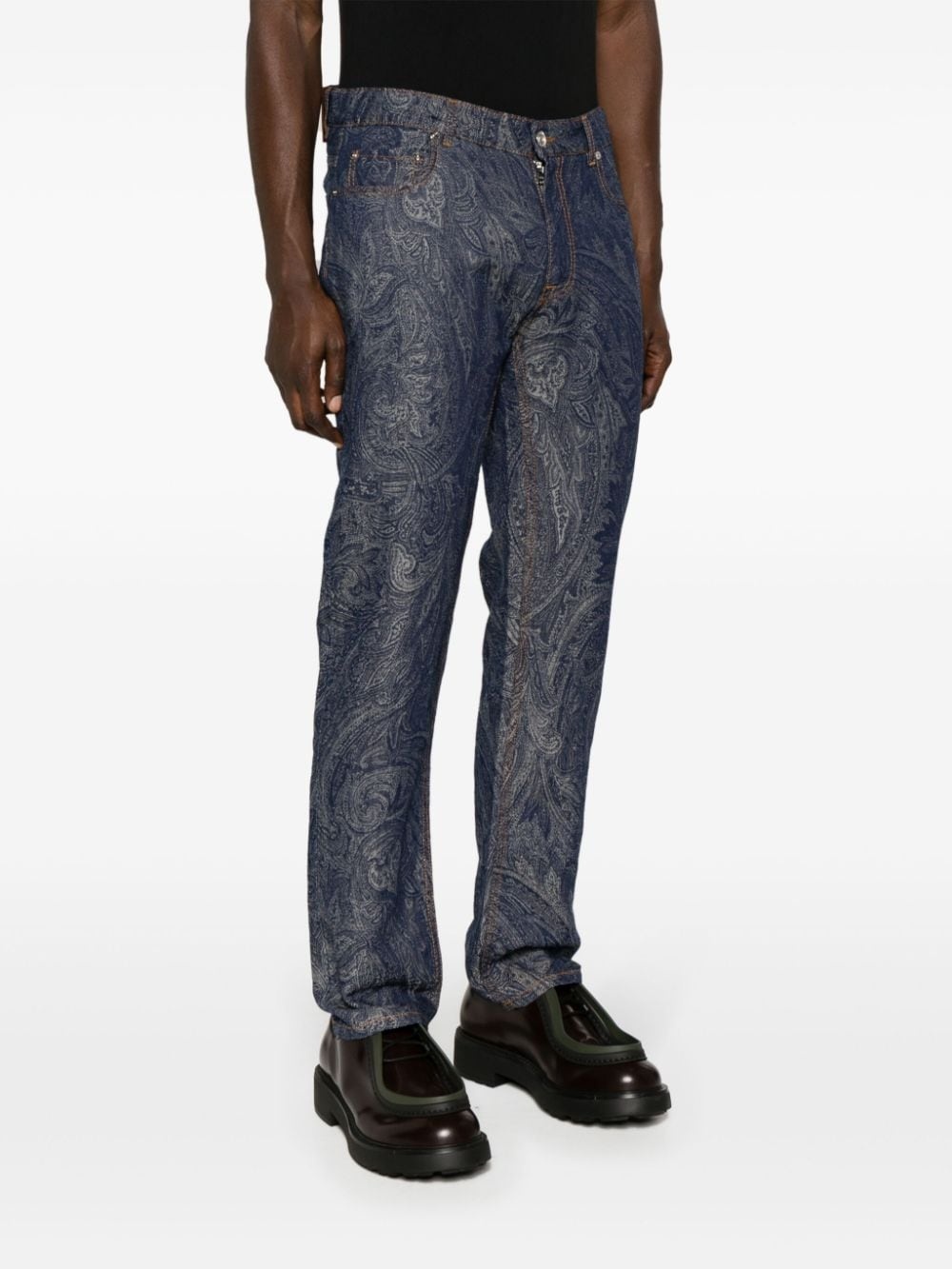 paisley-jacquard straight-leg trousers - 3
