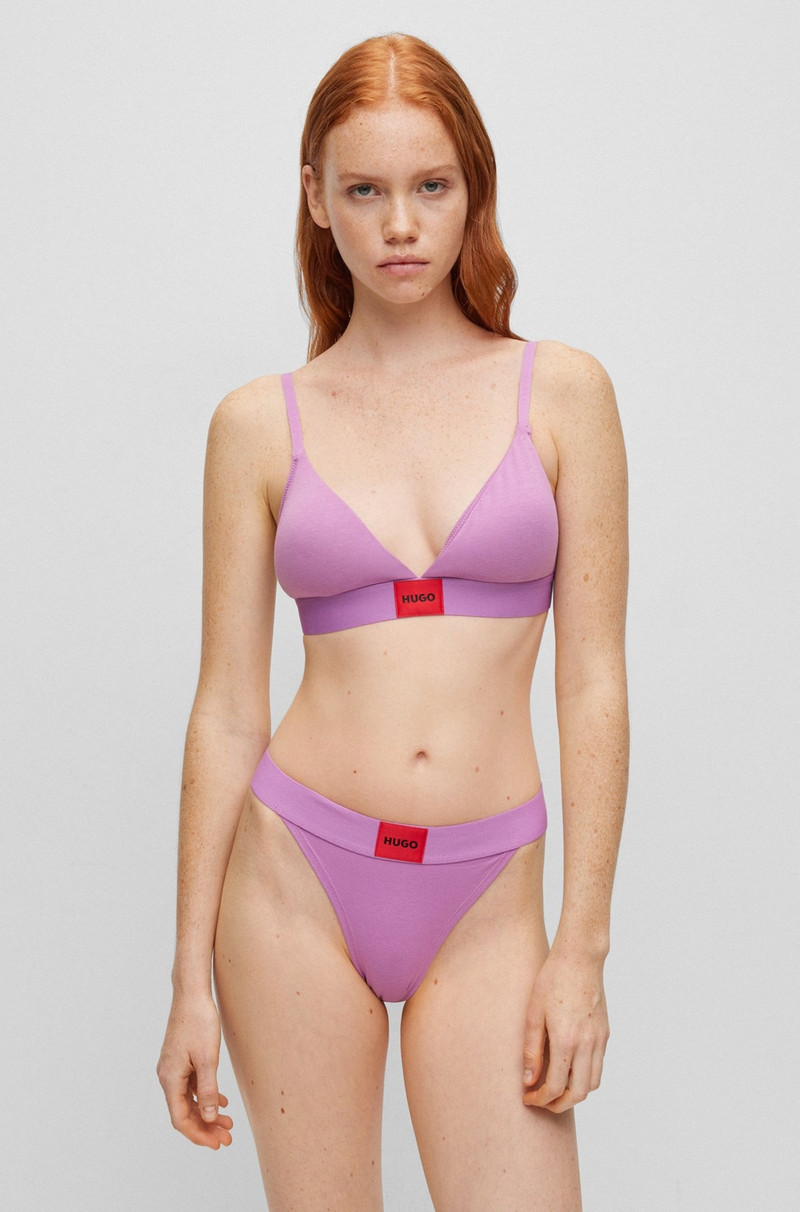HUGO STRETCH-COTTON THONG BRIEFS WITH RED LOGO LABEL outlook