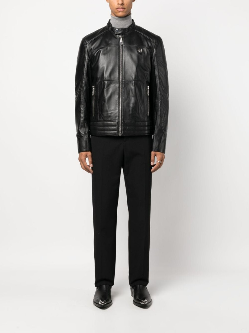 PHILIPP PLEIN padded leather biket jacket outlook