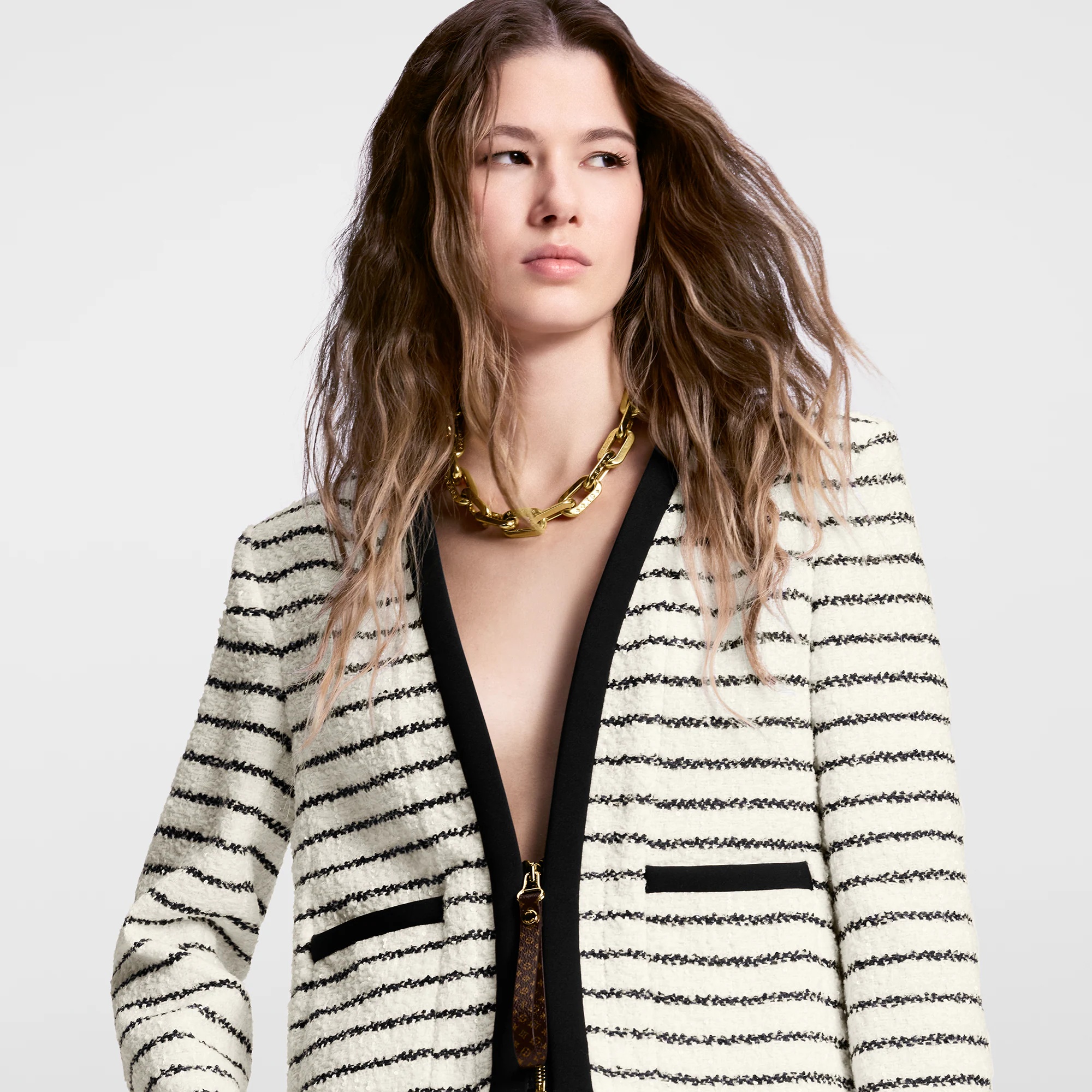 Striped Tweed Boxy Jacket - 2