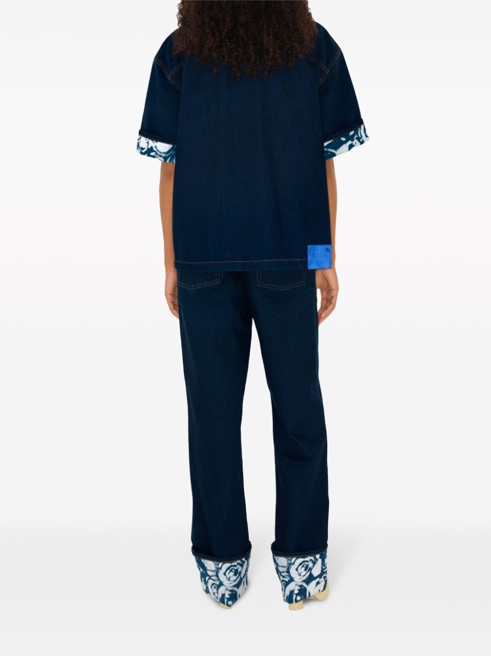 Heavyweight logo-patch denim shirt - 4