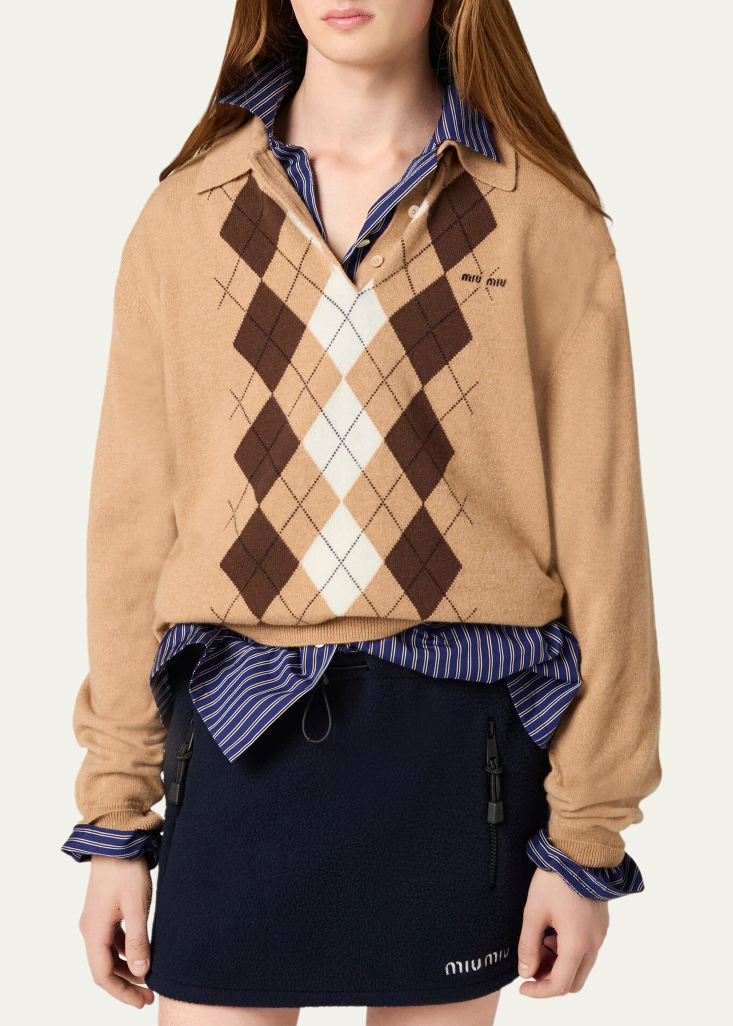Argyle Cashmere Polo Sweater - 3