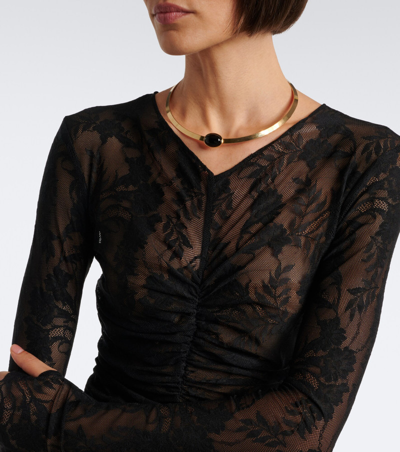 Ruched semi-sheer lace gown 3