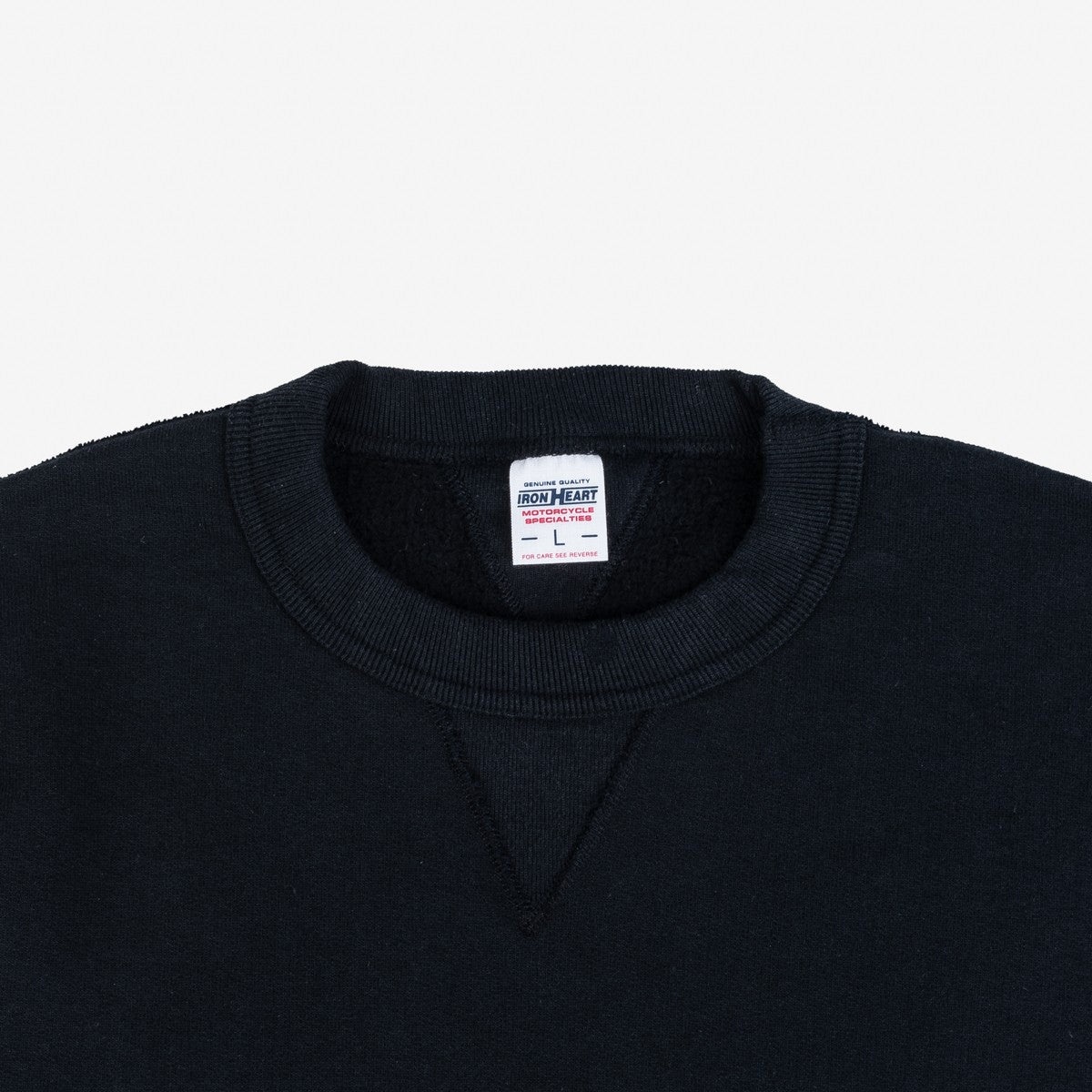 IHSW-69L-BLK 14oz Ultra Heavyweight Loopwheel Cotton Crew Neck Sweat Black - 2