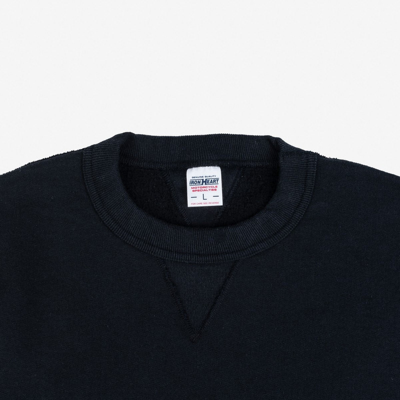 Iron Heart IHSW-69L-BLK 14oz Ultra Heavyweight Loopwheel Cotton Crew Neck Sweat Black outlook