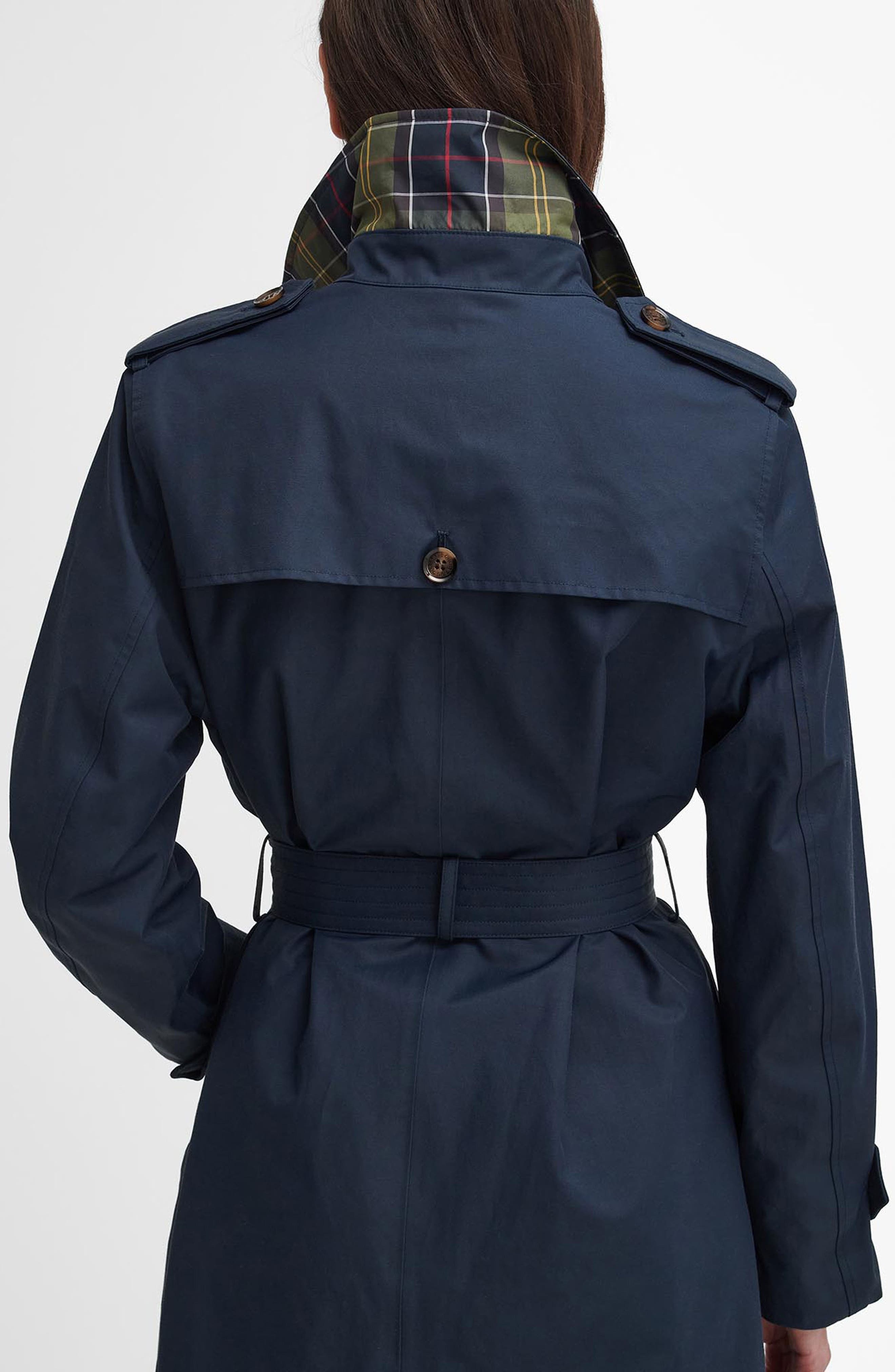 Barbour Camilla Waterproof Trench Coat in Dark Navy/Classic Tartan at Nordstrom - 8