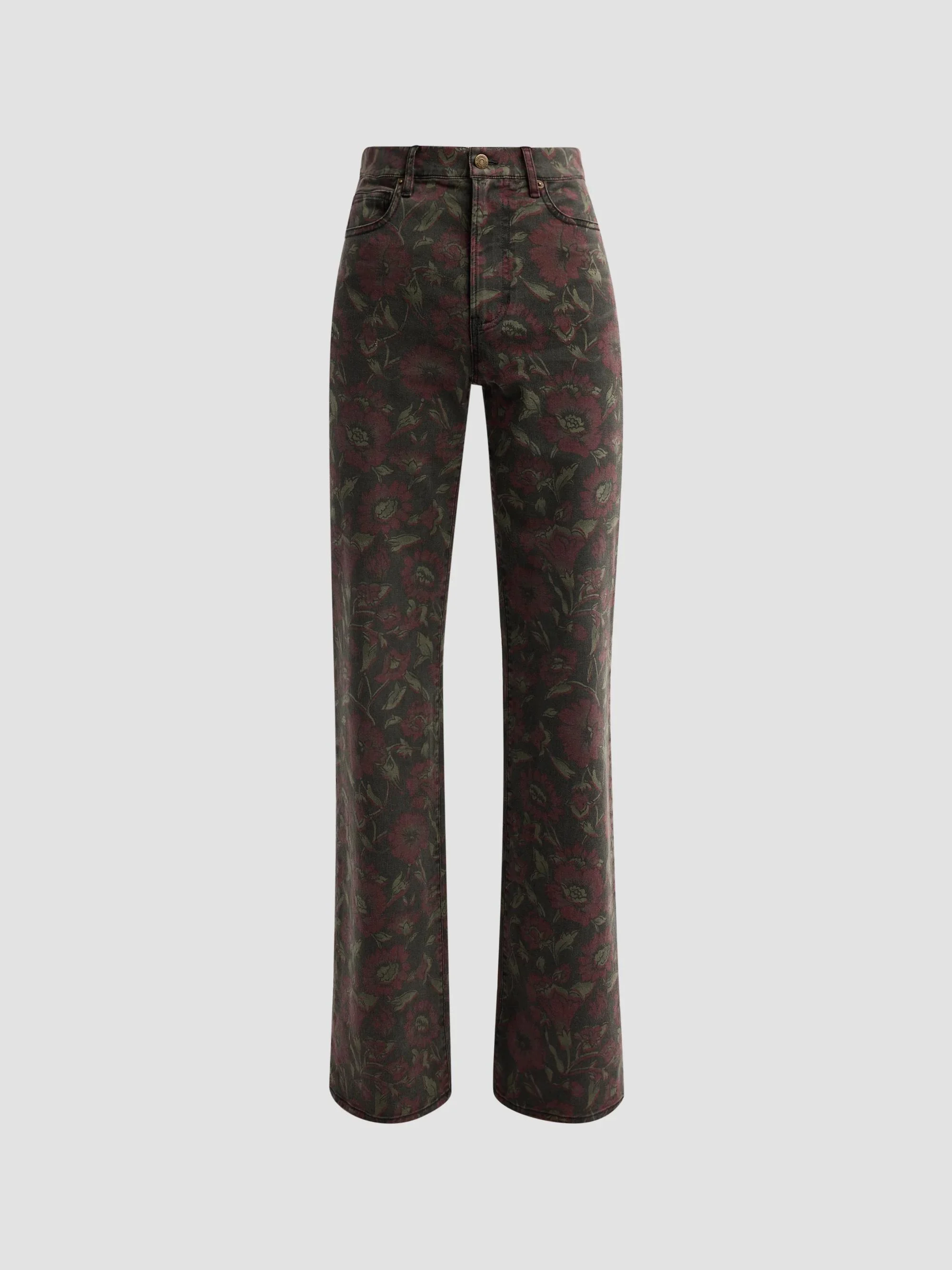 Women's Crosbie Floral High-Rise Wide-Leg Jeans - Washed Claret Floral - 1