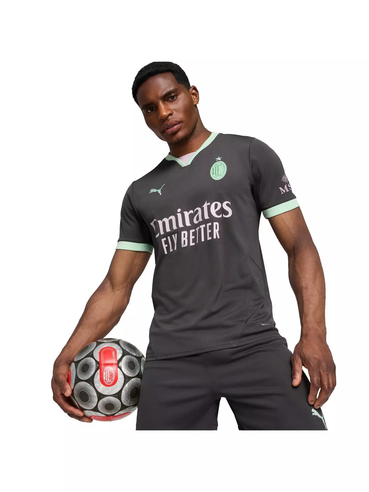 PUMA Men's AC Milan 24/25 Replica Third Soccer Jersey -Grey/Mint - 1