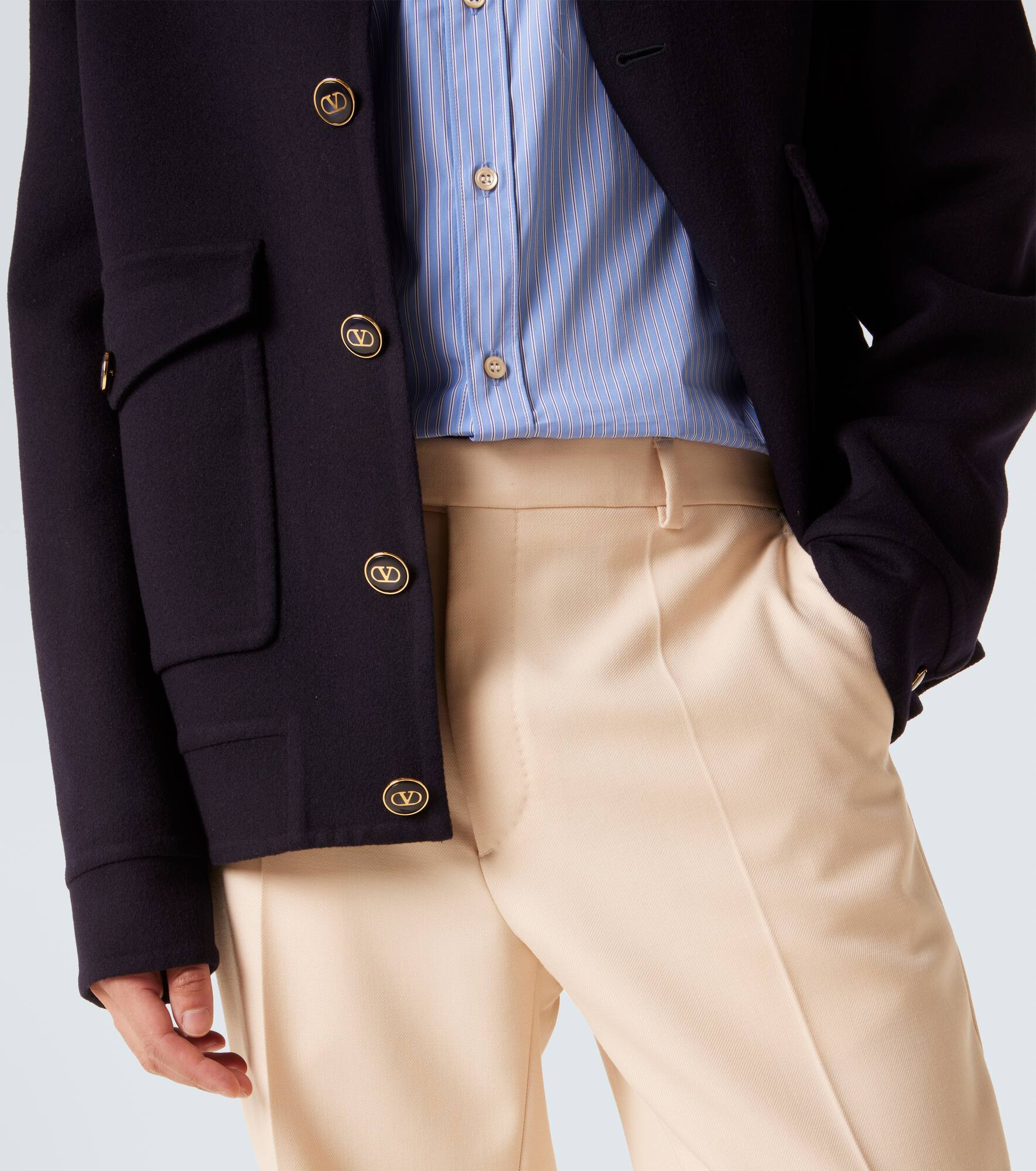Wool gabardine wide-leg pants - 5
