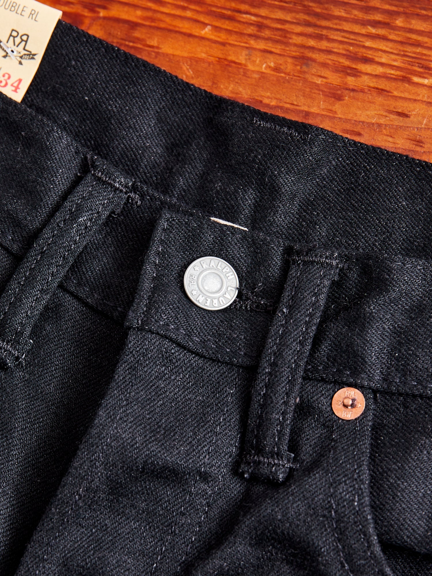 14oz Rinsed Black Selvedge Denim - Full Straight Fit - 6