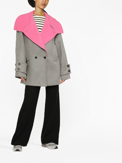 MSGM contrasting-collar double-breasted coat outlook