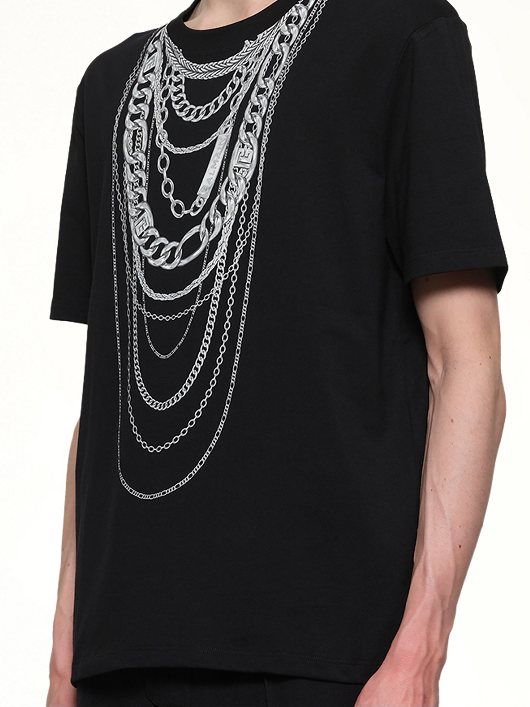 Chain Trompe L'Oeil T-Shirt in Black/White - 6