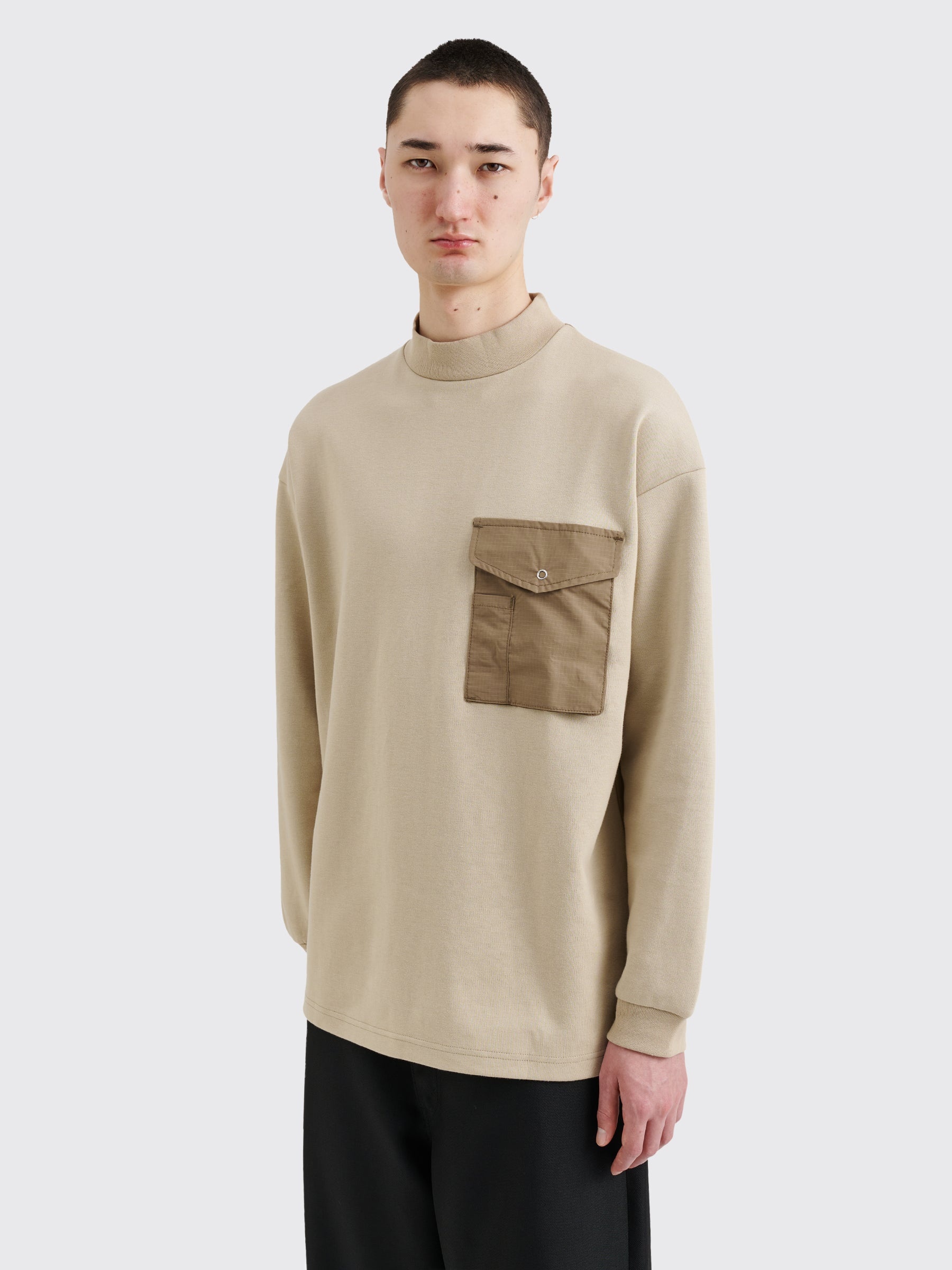 COMME DES GARÇONS HOMME LONG SLEEVE MOCK NECK T-SHIRT BEIGE - 2