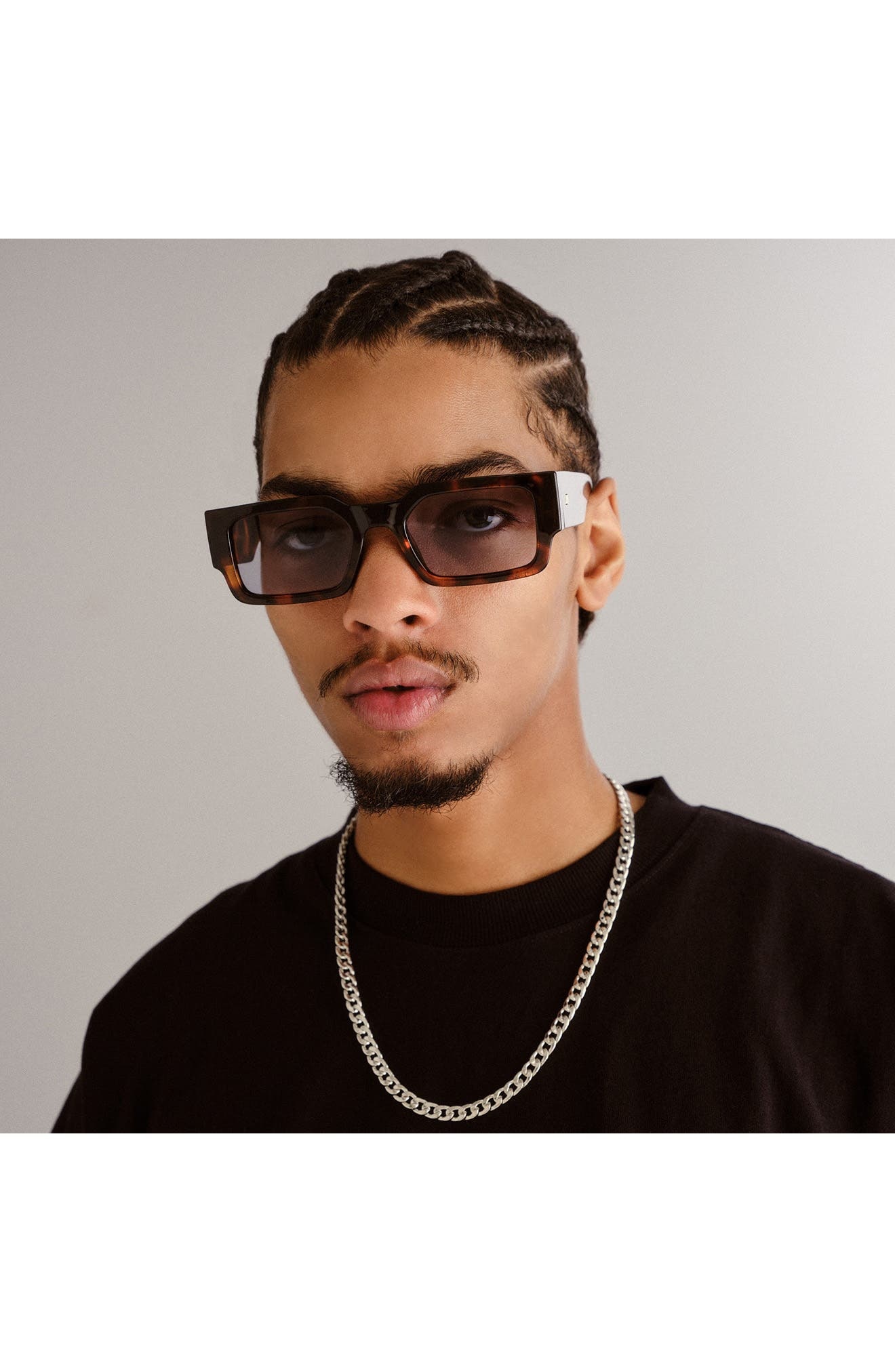 Le Specs Contemplation 54mm Rectangular Sunglasses in Super Dark Tort/Smoke Tint at Nordstrom - 6