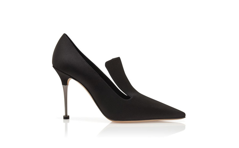 Black Satin Instep Detail Pumps 1