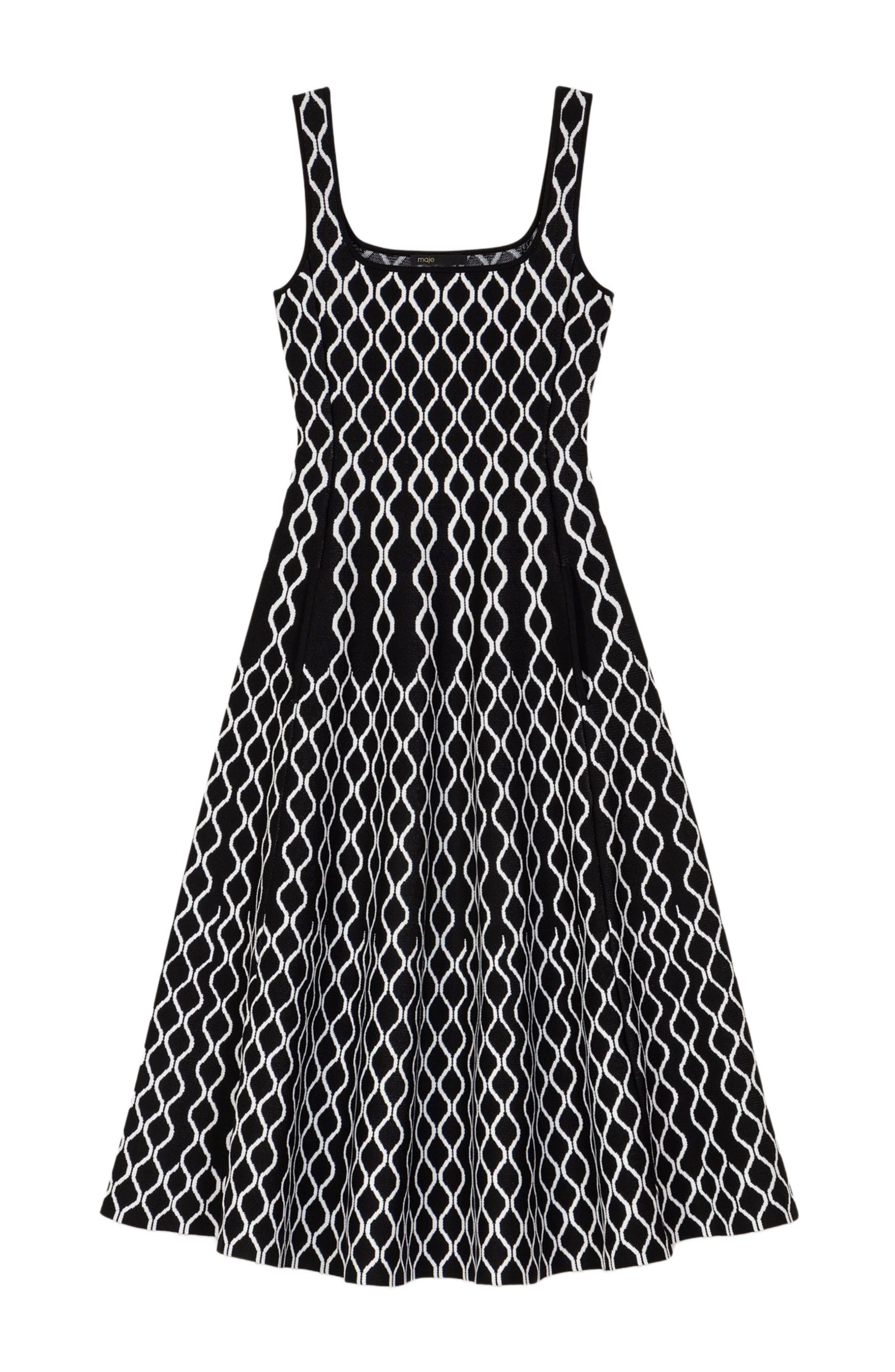 maje Jacquard knit midi dress in Black /White at Nordstrom - 6