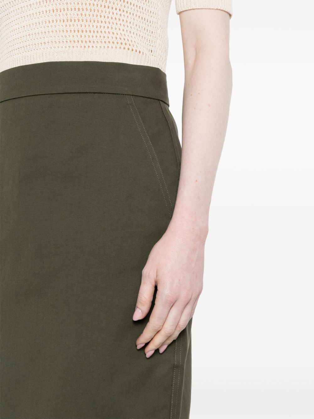 cotton pencil midi skirt - 5
