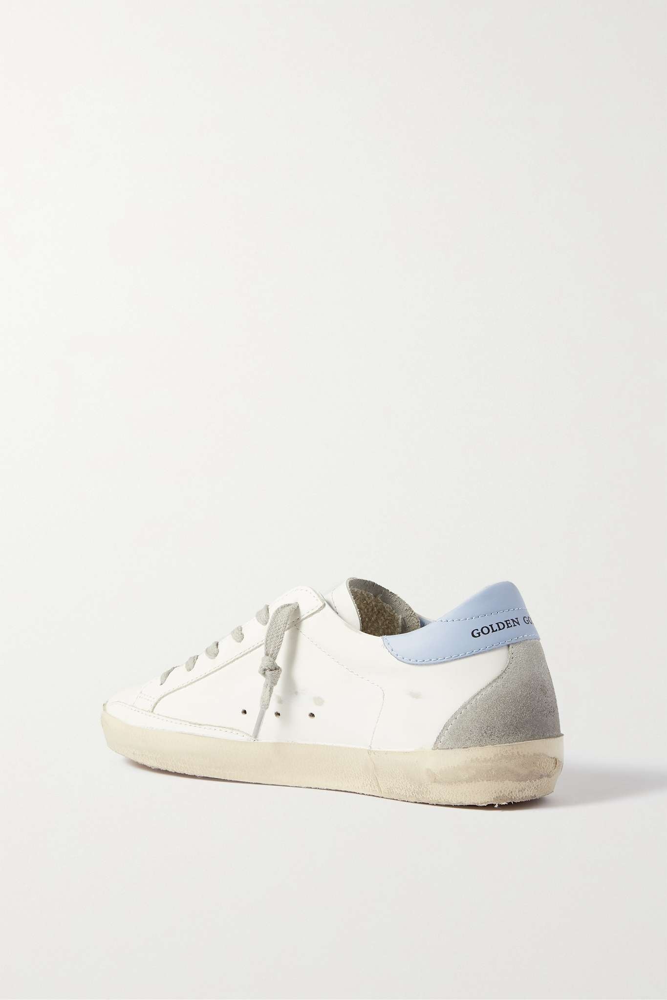 Superstar faux pearl-embellished distressed leather sneakers - 3