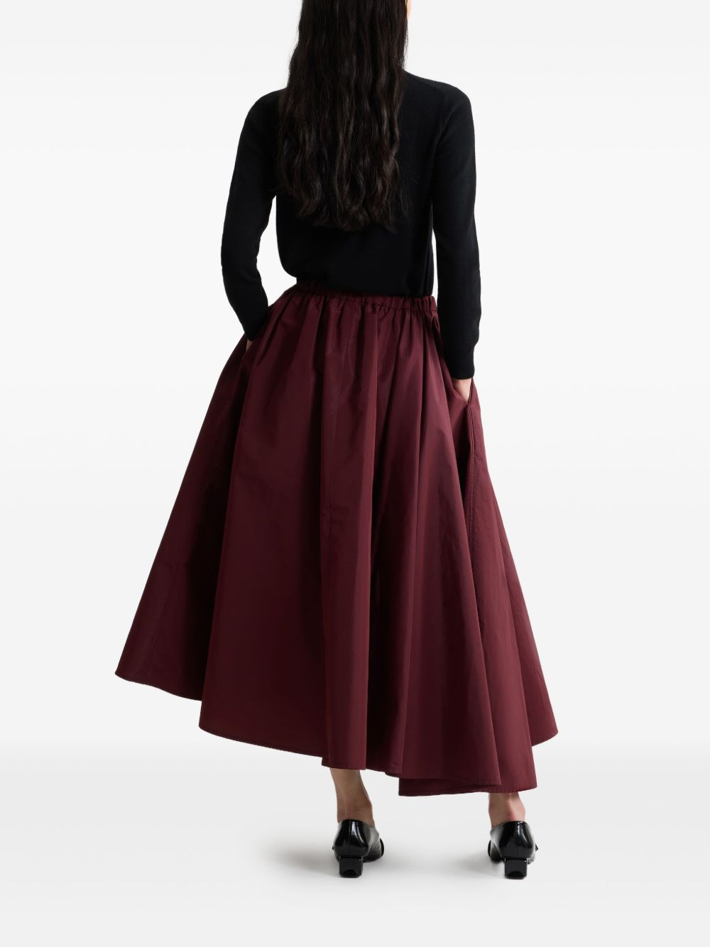 asymmetric faille midi skirt - 3