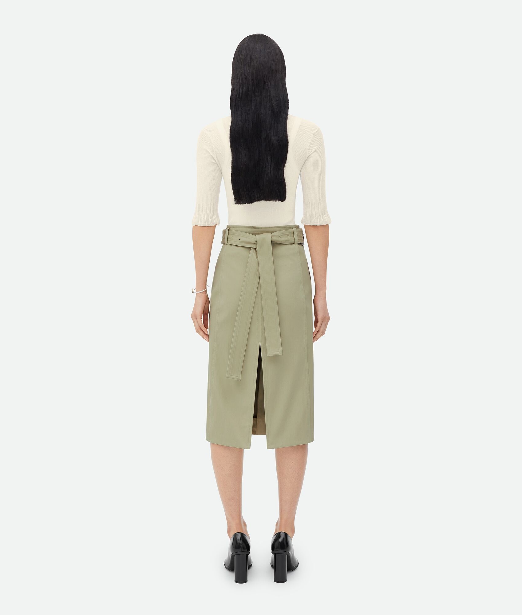 Cotton Twill Midi Skirt - 3