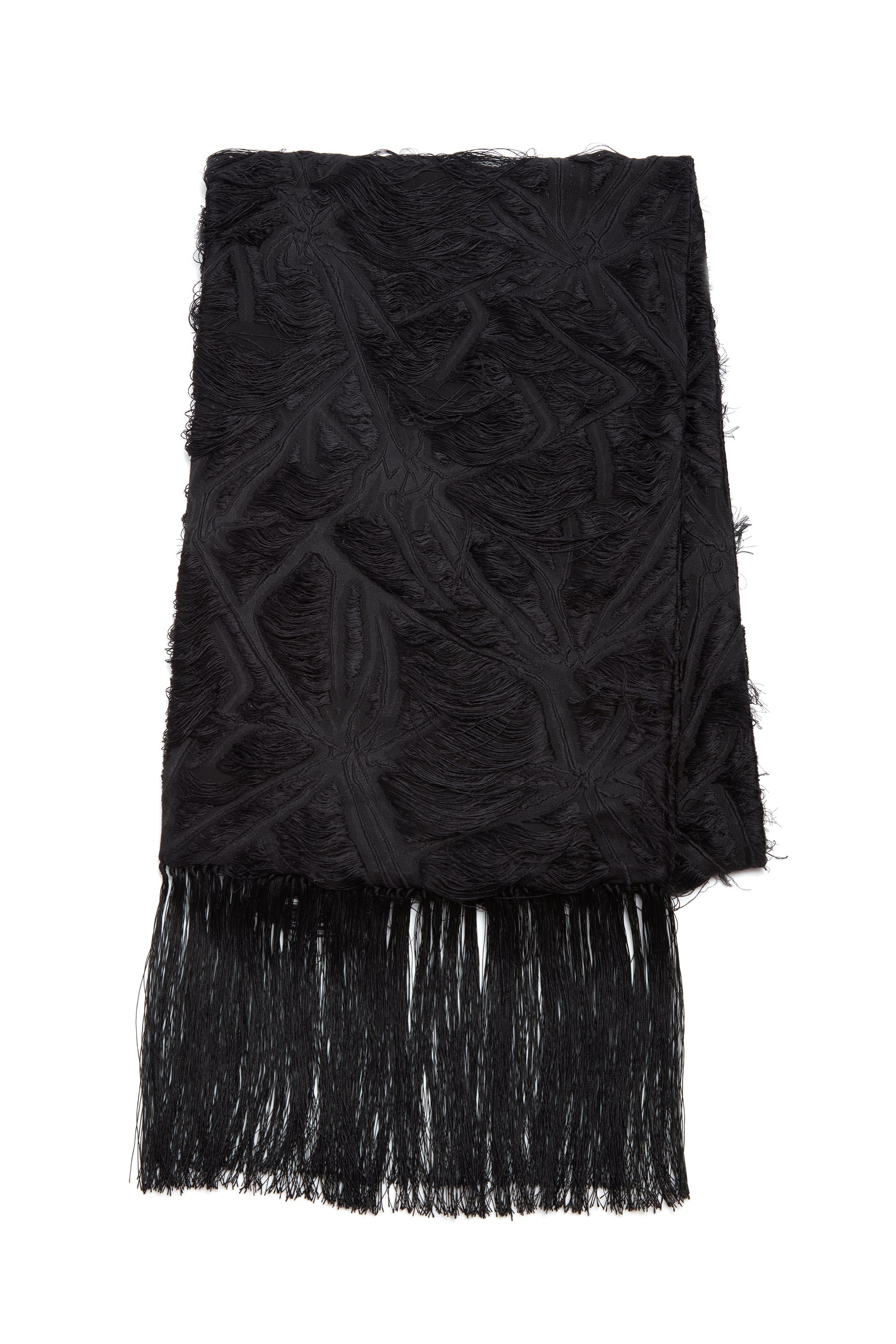 Blaine Scarf in Black Silk Virgin Wool Jacquard - 1