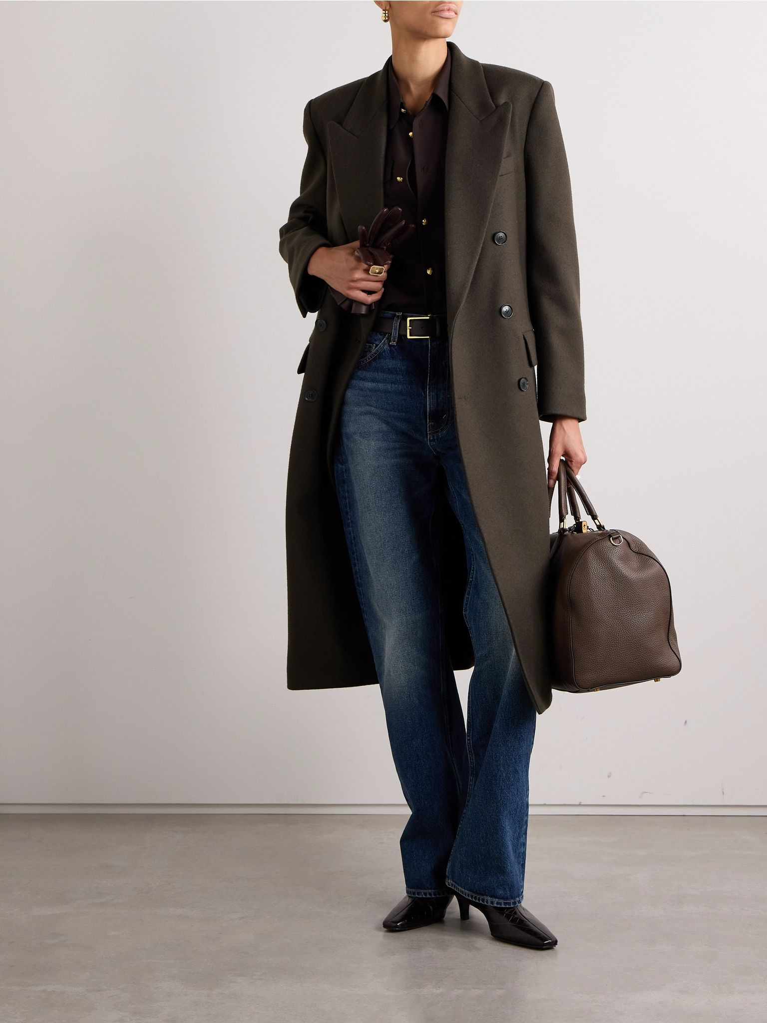 Edmont double-breasted wool-blend coat Brown - 2