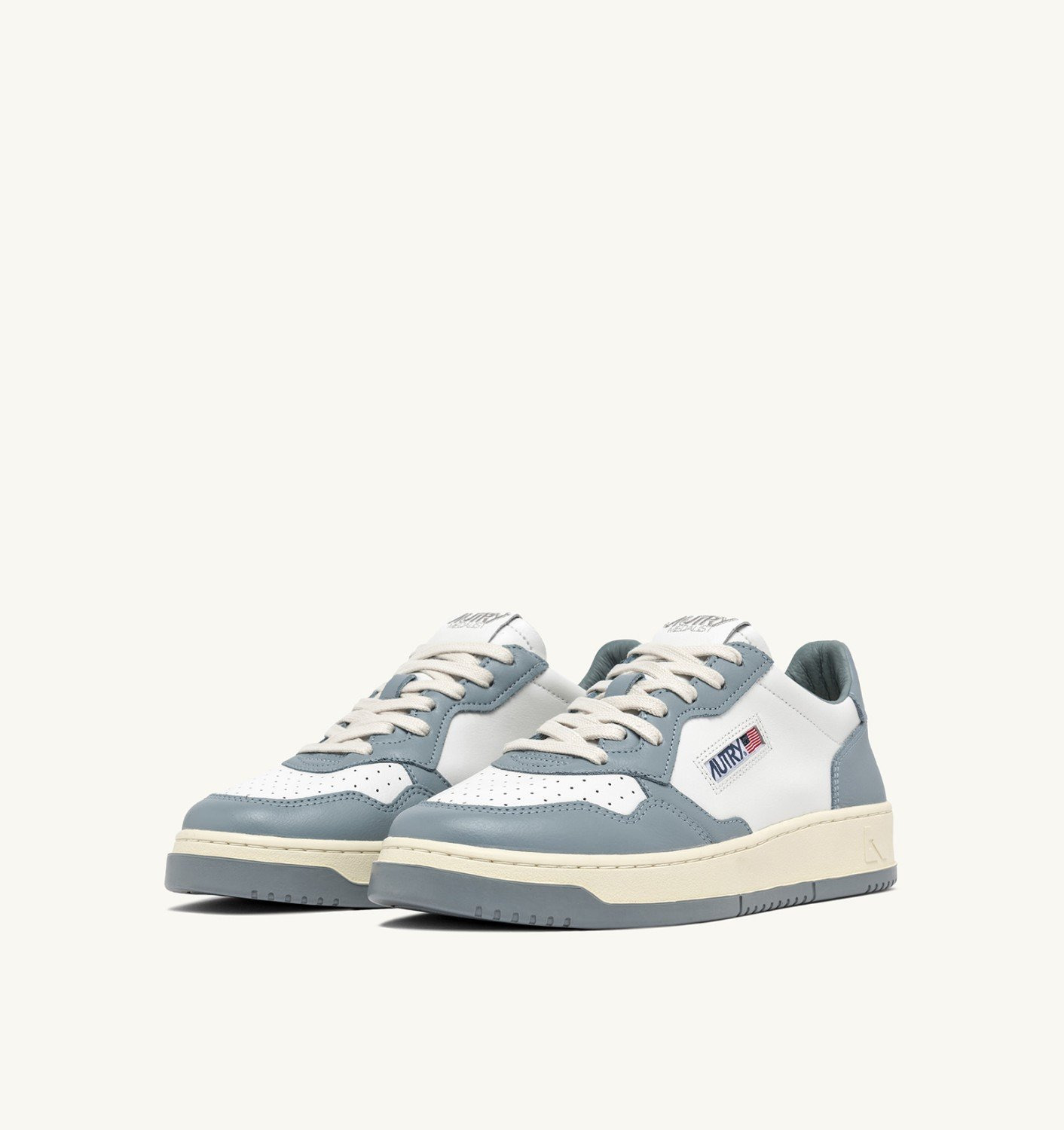 MEDALIST LOW BICOLOR SNEAKERS IN WHITE AND SILVER BLUE LEATHER - 2