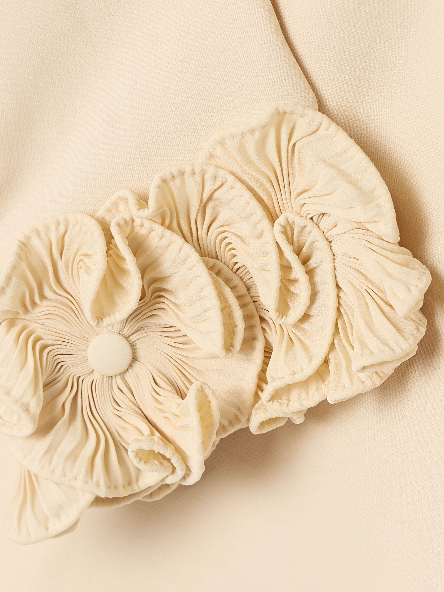 Ruffled wool and silk-blend crepe mini dress Cream - 4