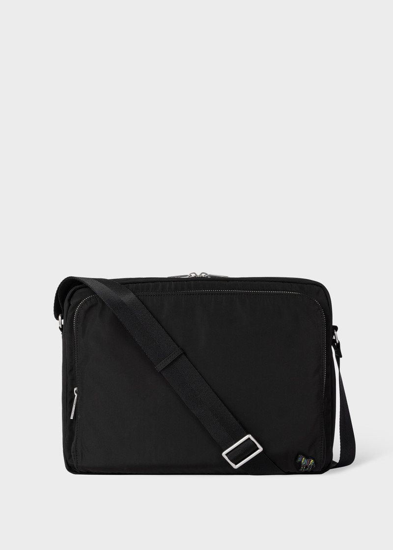 Black Recycled Polyester Zebra Messenger Bag 1