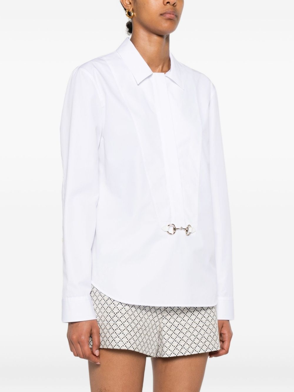 horsebit tie-neck shirt - 3