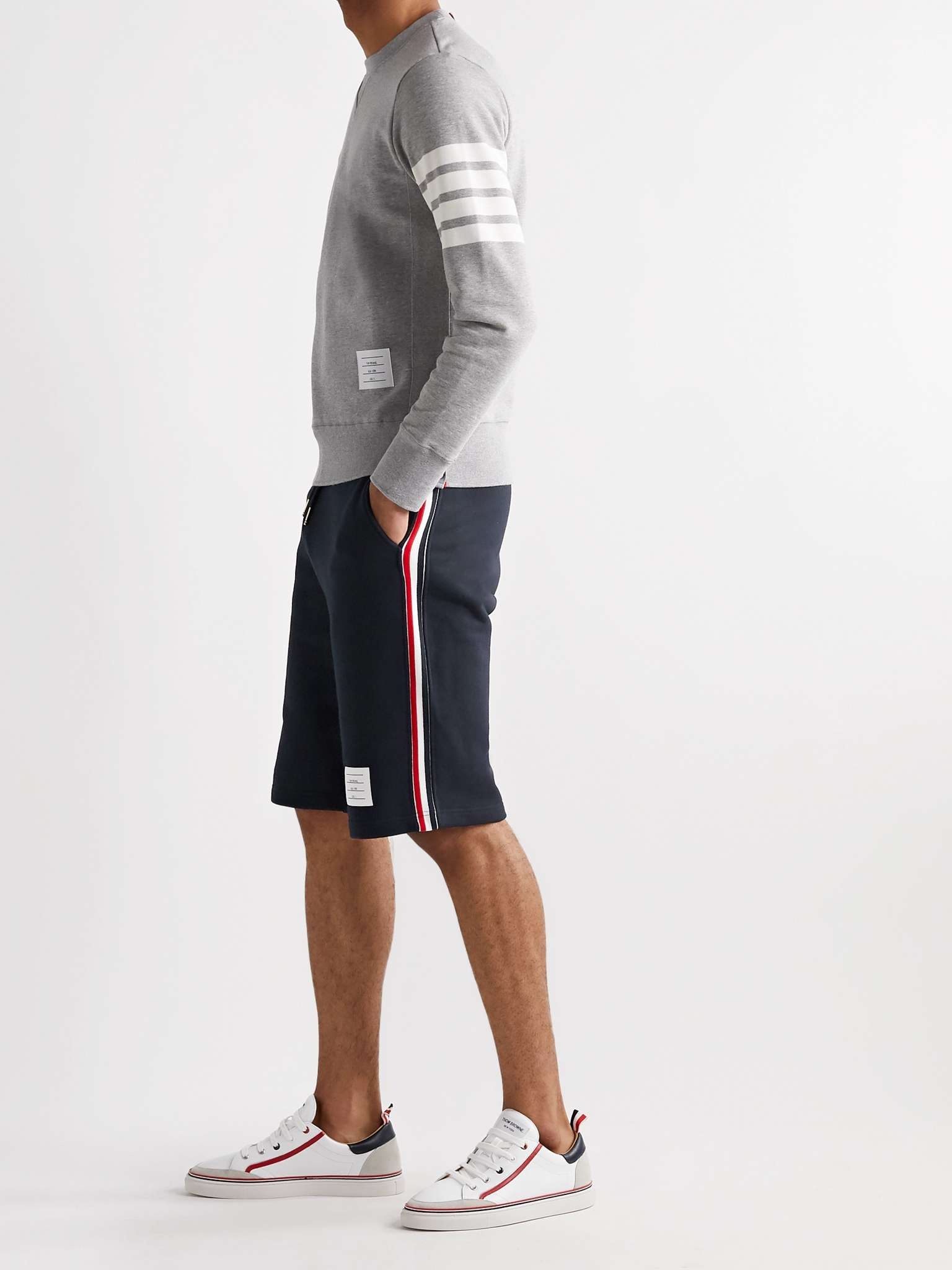 Striped Grosgrain-Trimmed Loopback Cotton-Jersey Shorts - 2