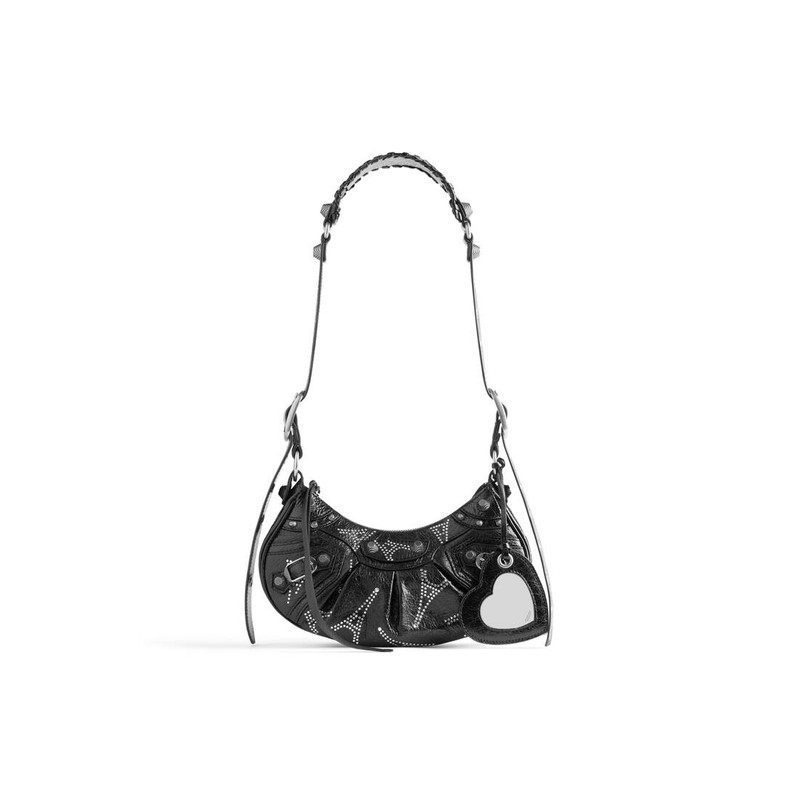 Women's Le Cagole Xs Shoulder Bag Eiffel Tower With Rhinestones in Black 1