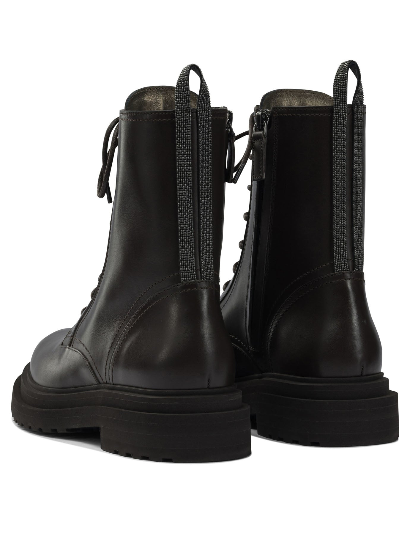 Brunello Cucinelli "shiny Loop Detail" Lace-up Ankle Boots - 4