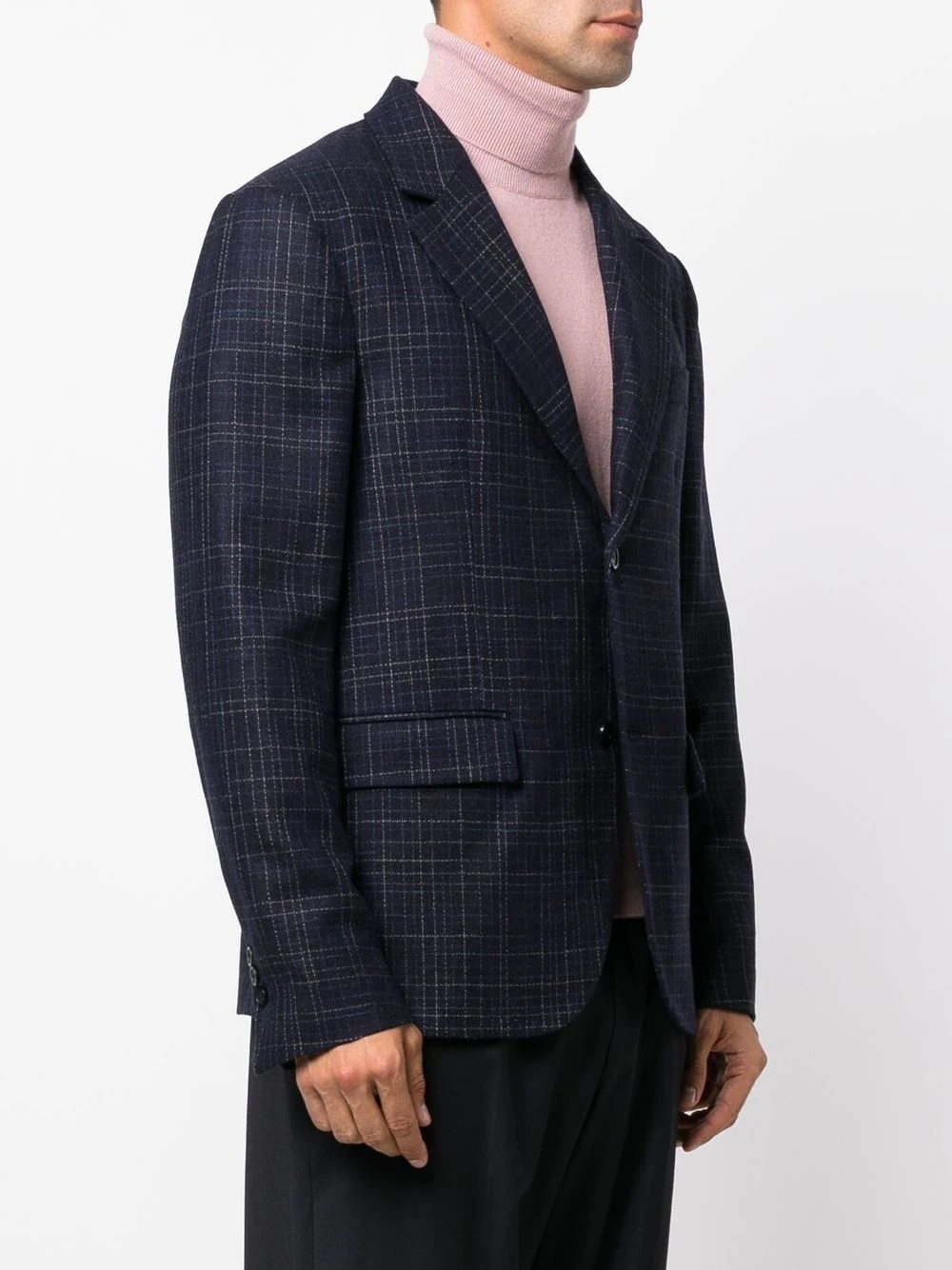 checked single-breasted blazer - 3