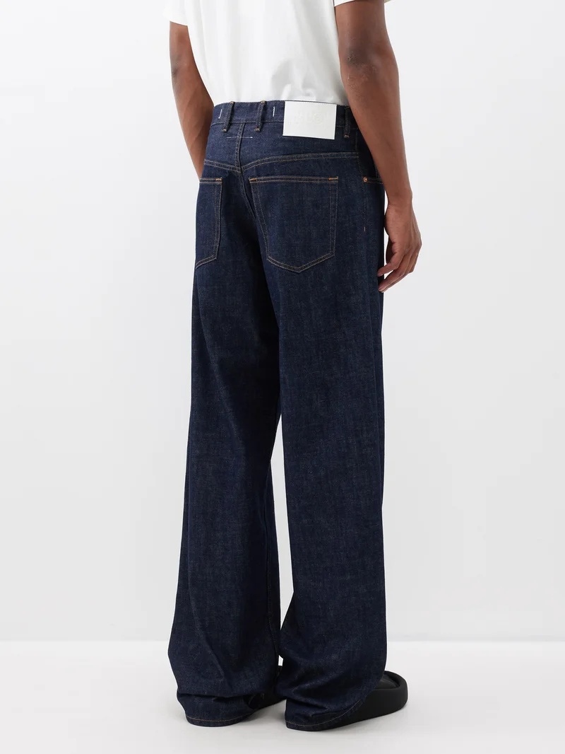 Logo-patch wide straight-leg jeans - 5