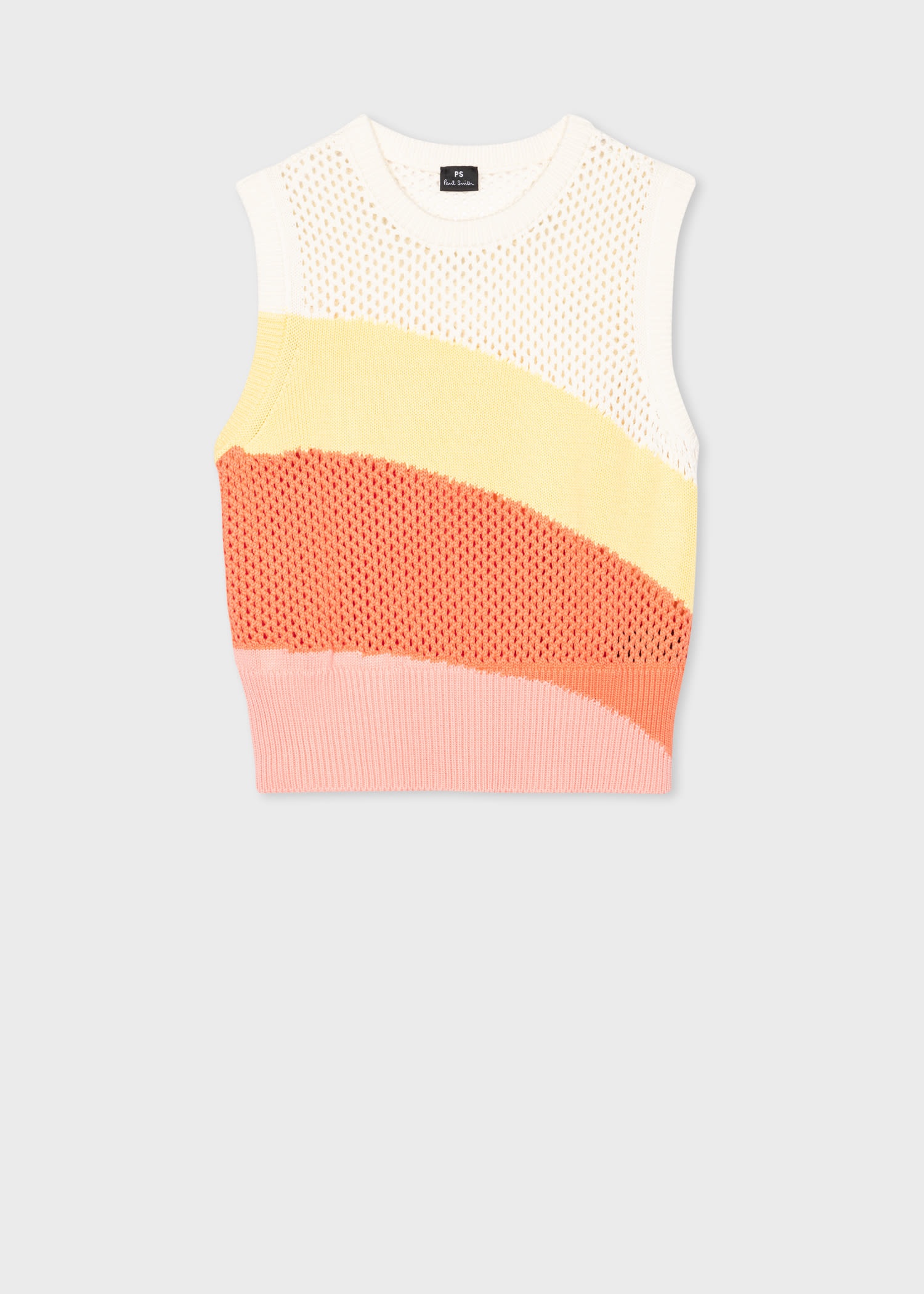 Ecru Crochet 'Sunray' Knitted Vest - 1