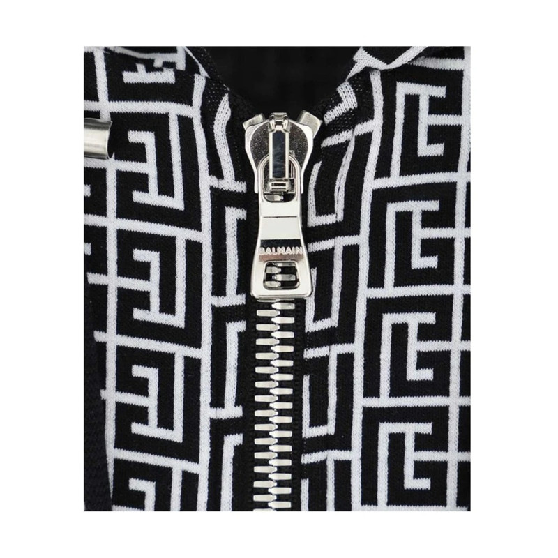 BLACK COTTON HOODED SWEATSHIRT WITH ZIPPER 3