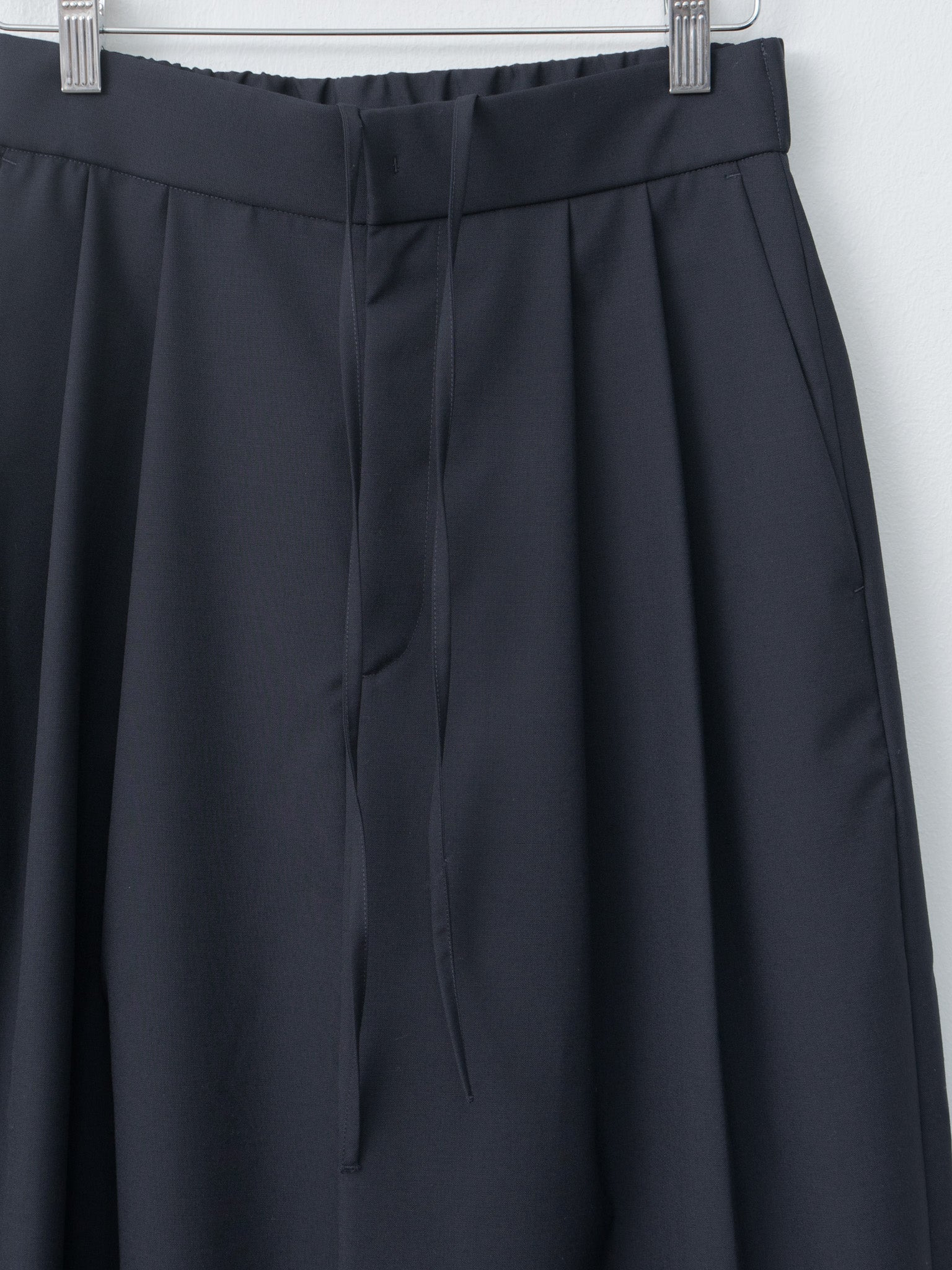Wool Tropical Wide Easy Pants - Navy - 6