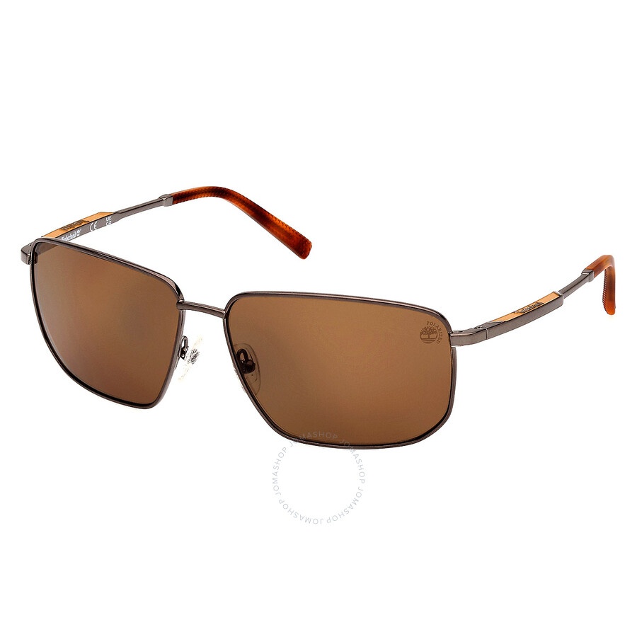 Timberland Polarized Brown Rectangular Men's Sunglasses TB00010 06H 61 - 1