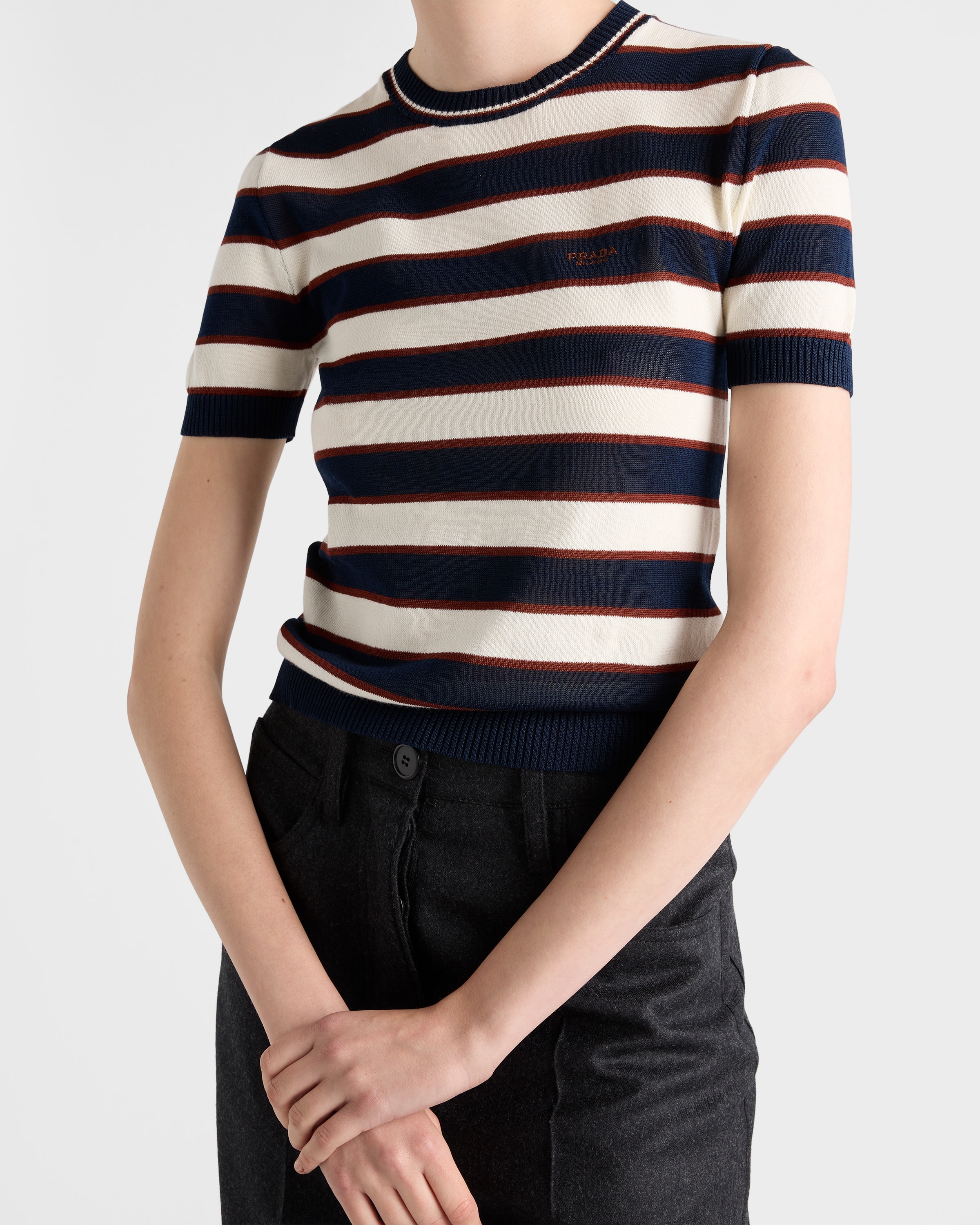 Striped crew-neck cotton sweater - 3