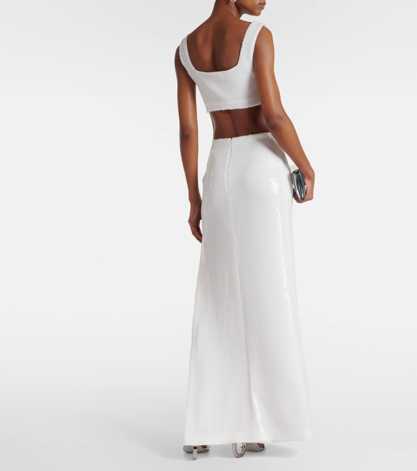 Bridal Beating Heart sequined crop top - 3