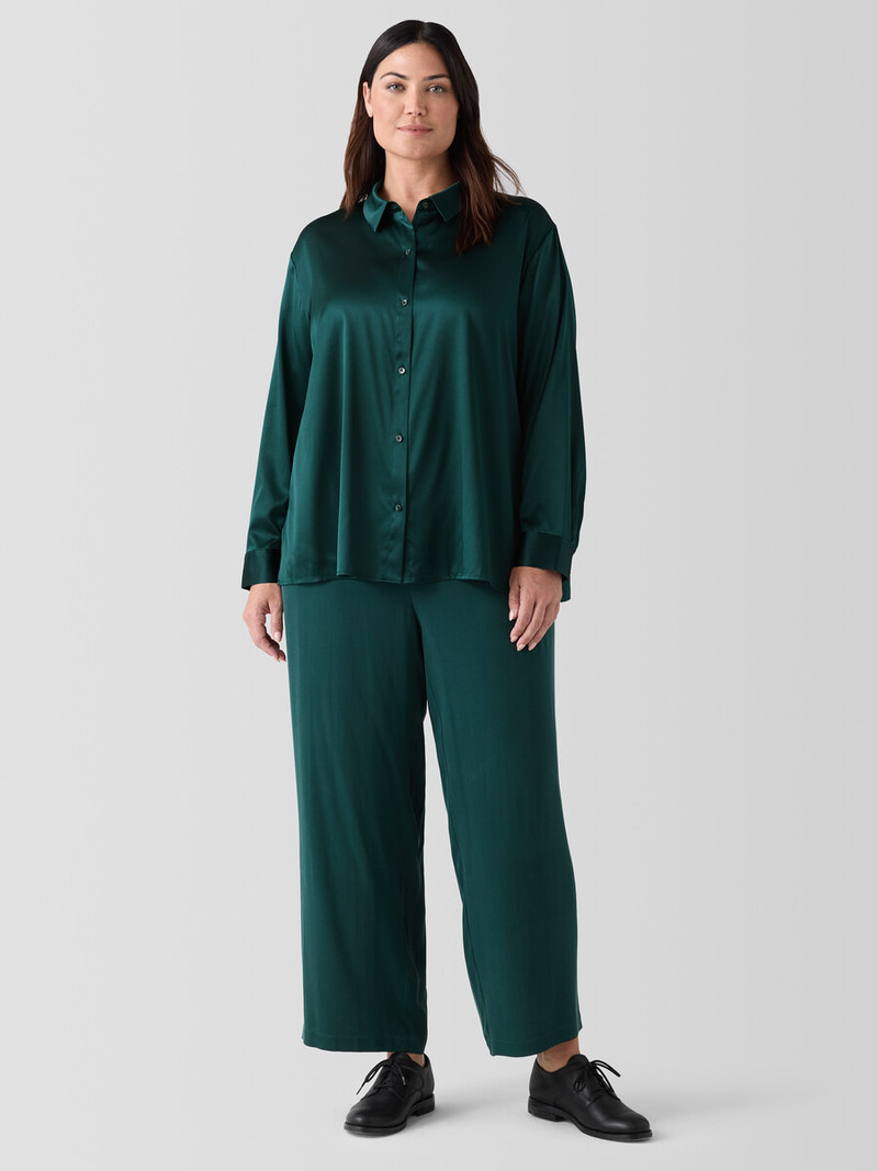 Stretch Silk Charmeuse Classic Collar Shirt 6