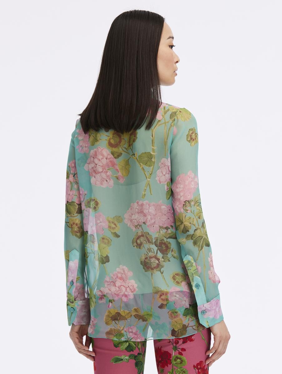 GERANIUM TIE-NECK CHIFFON BLOUSE - 3