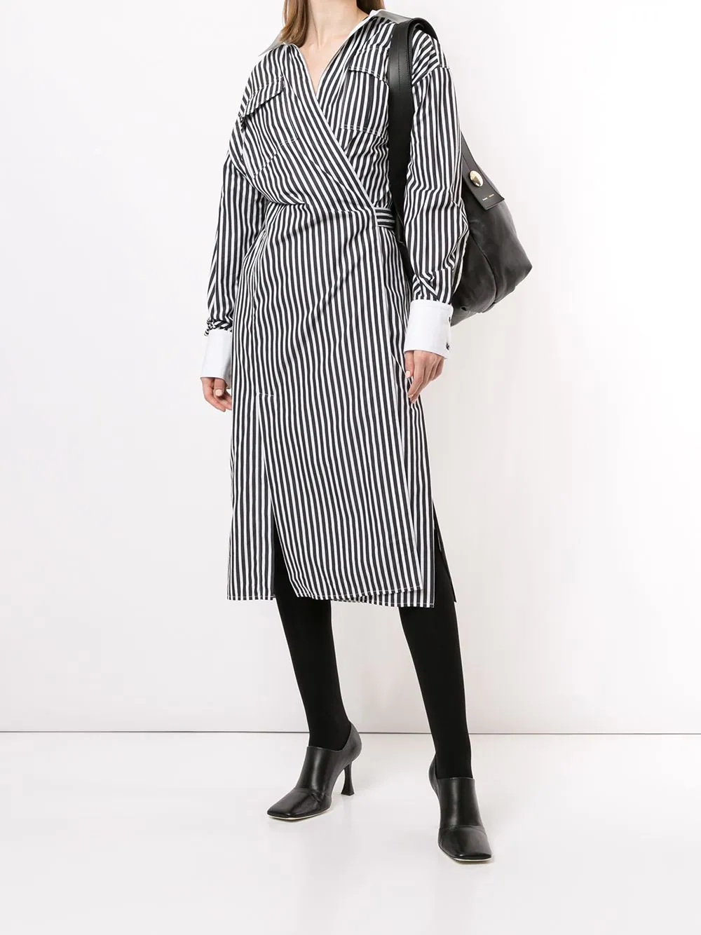 striped wrap shirt dress - 2