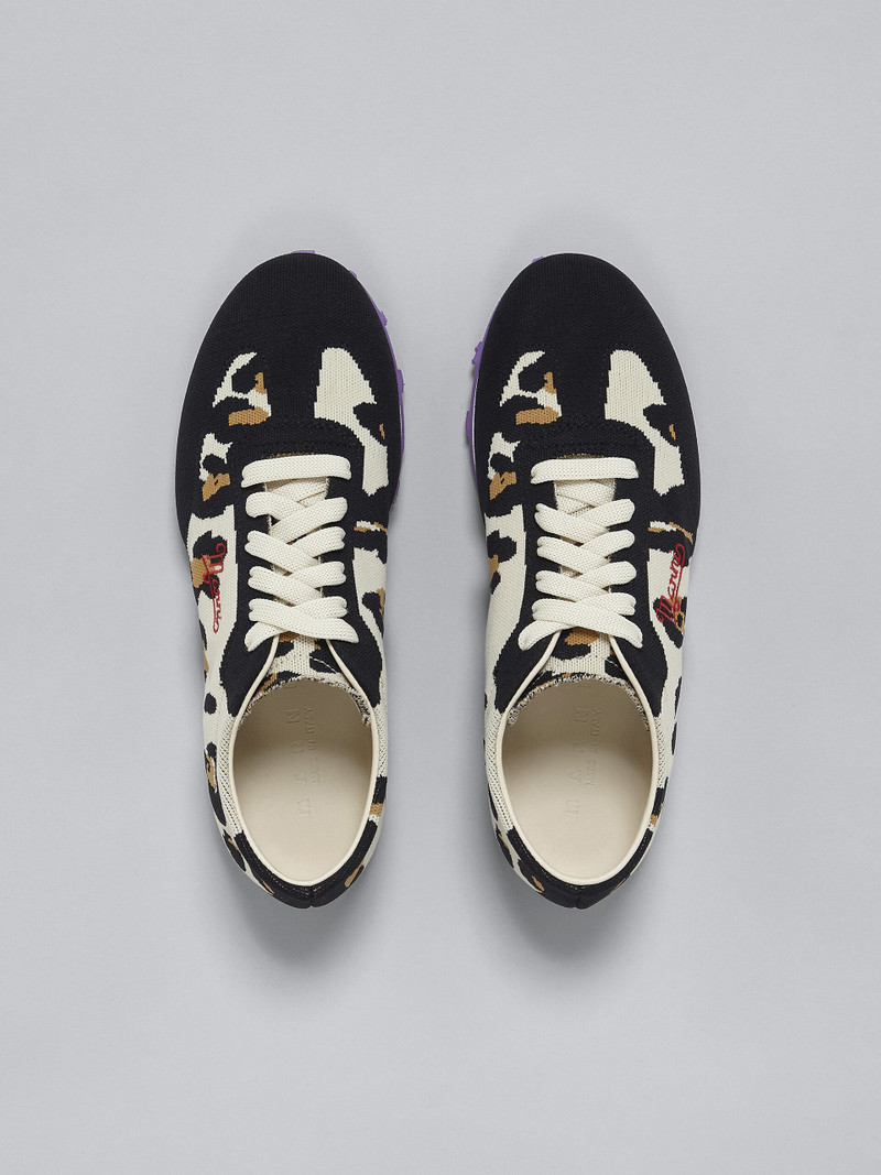 LEOPARD PRINT STRETCH JACQUARD PEBBLE SNEAKER 4